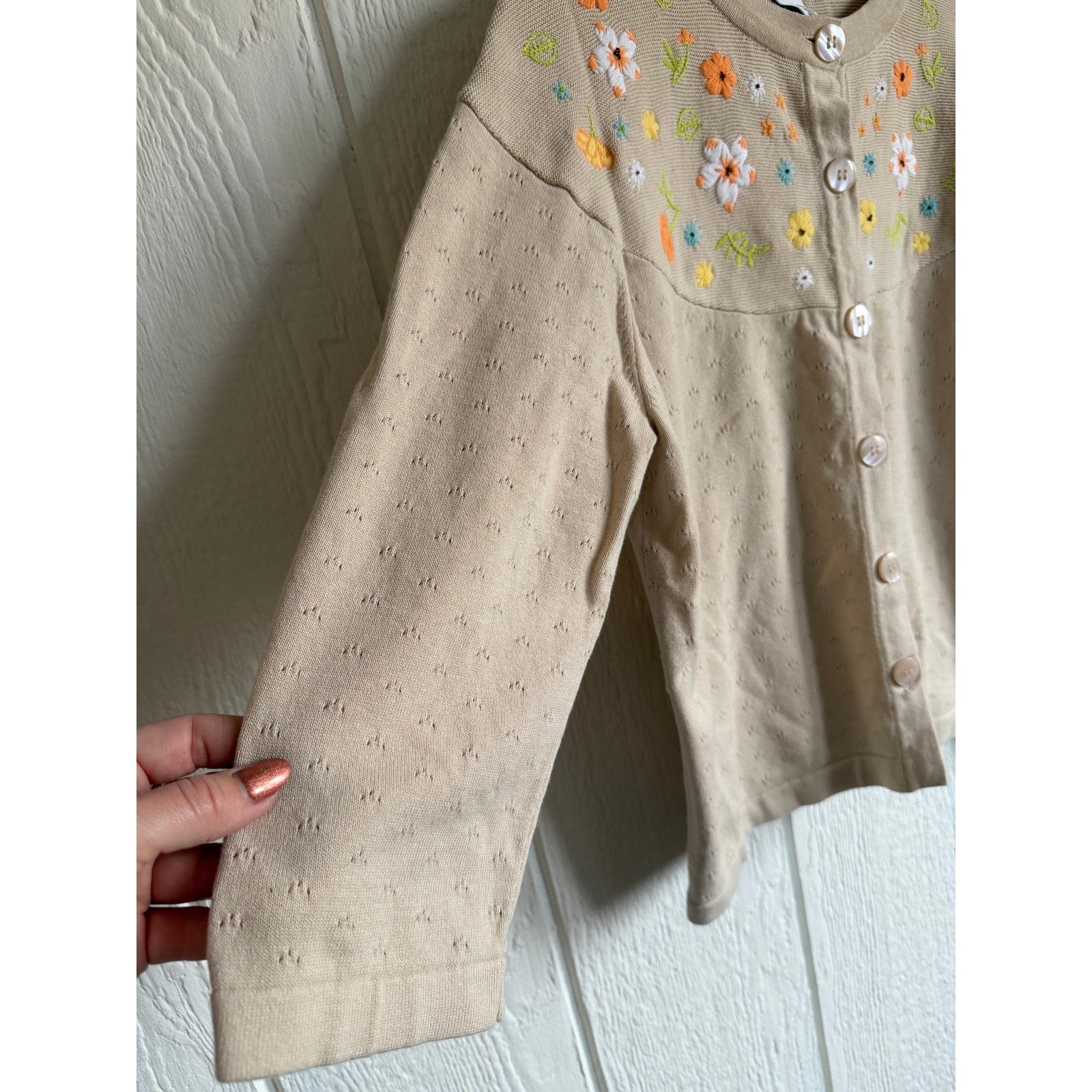 Vintage Breckenridge Floral Embroidered Cardigan PL Cottagecore Button Front