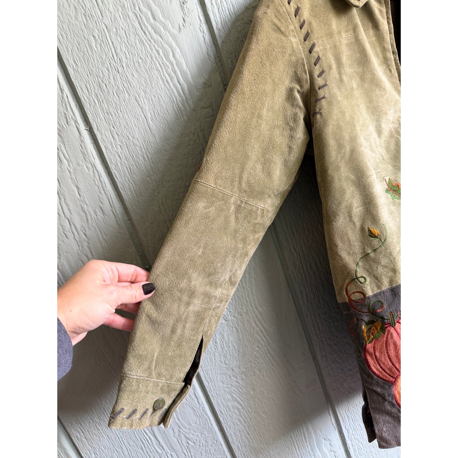 Vintage Suede Leather Fall, Autumn Zip Jacket, Women's XS