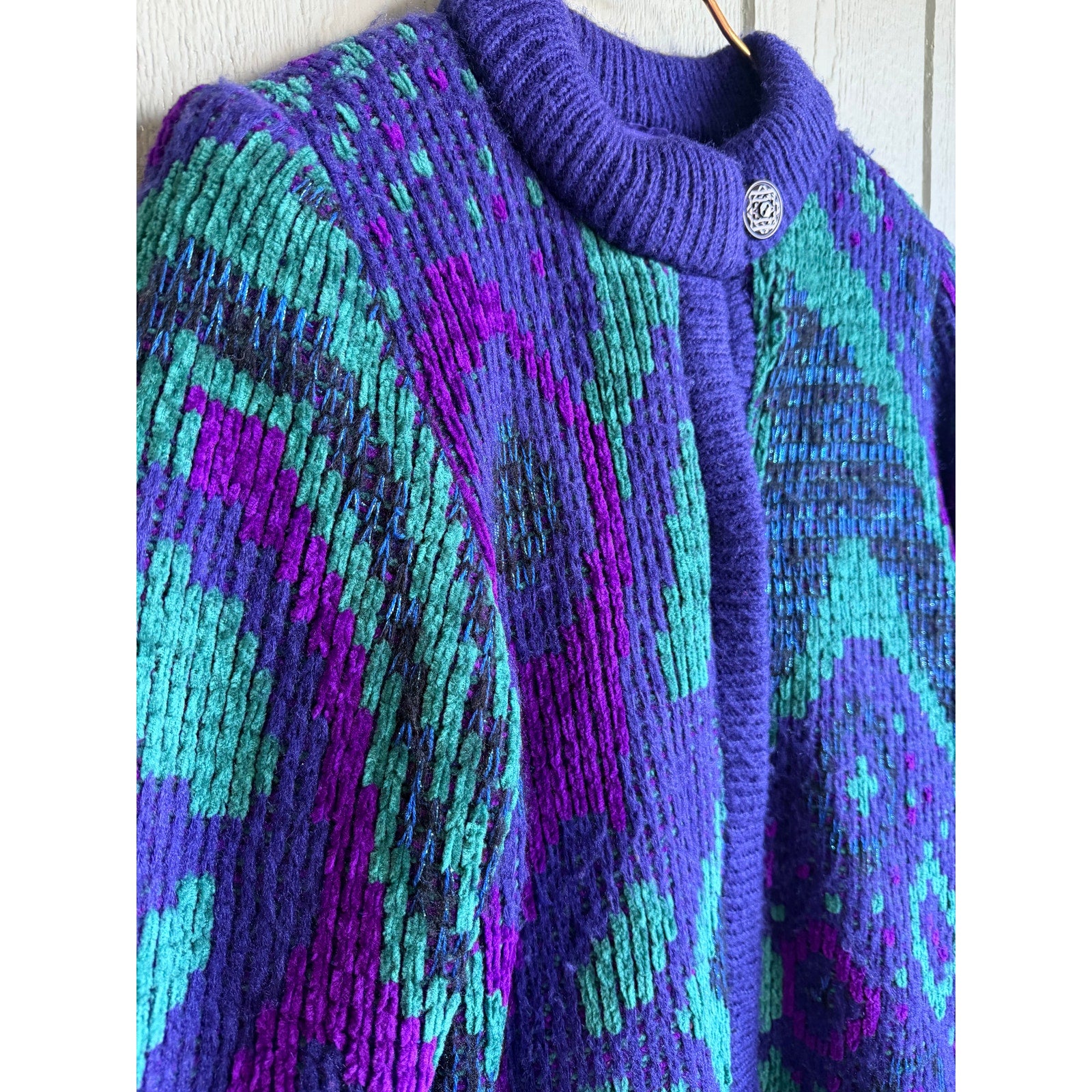 Vintage John Weitz Chunky Sparkle Funky Cardigan Sweater, Medium