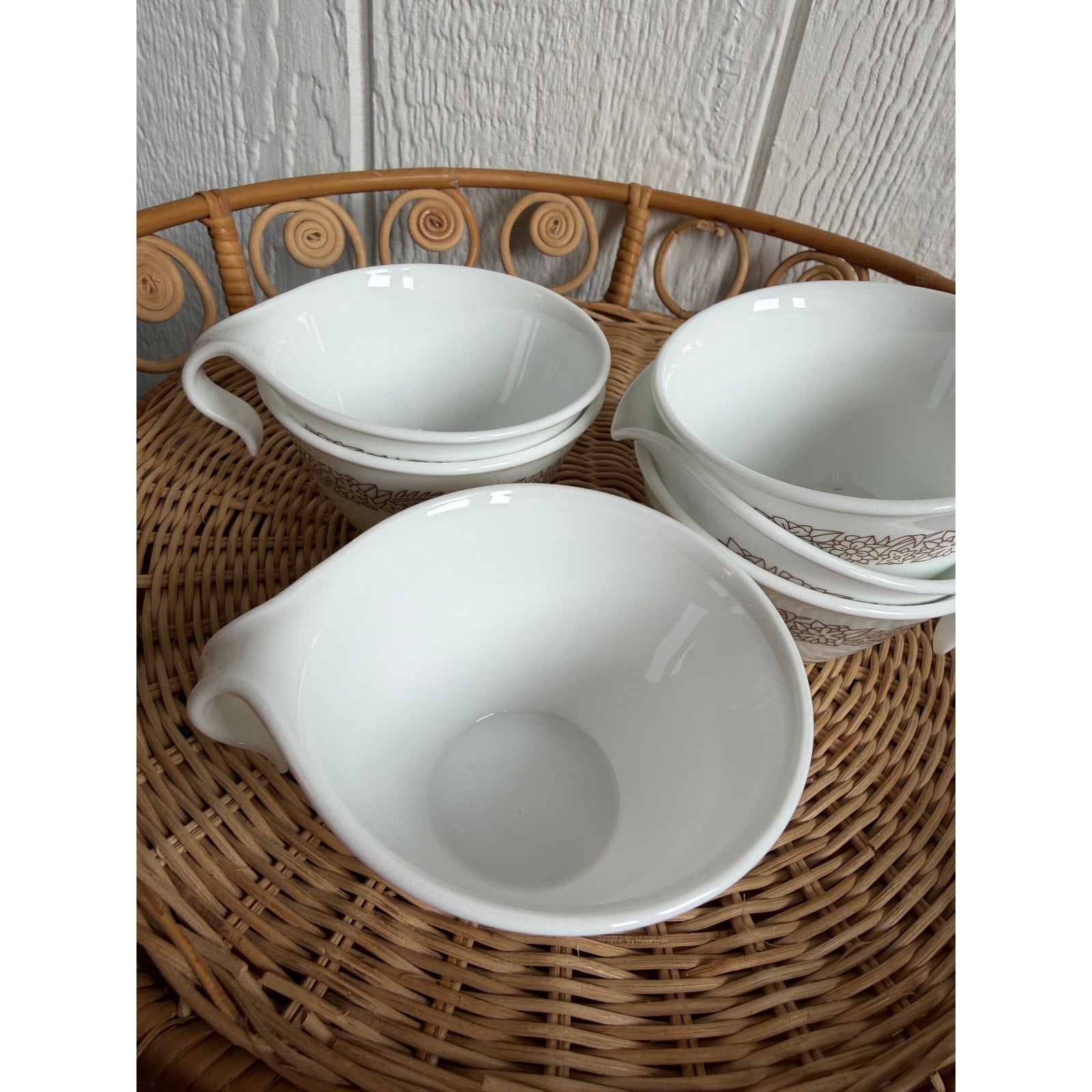 Vintage Corelle Woodland Brown Hook Handle Coffee Tea Cups X6