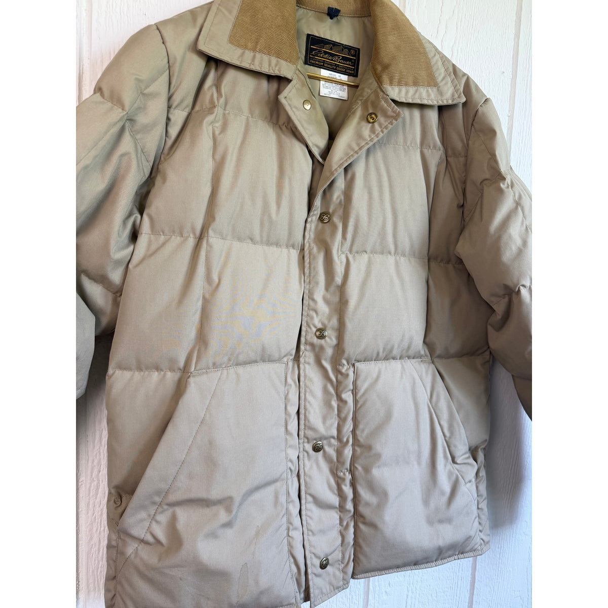 Vintage Eddie Bauer Goose Down Corduroy Collar Jacket Mens Medium Made In USA
