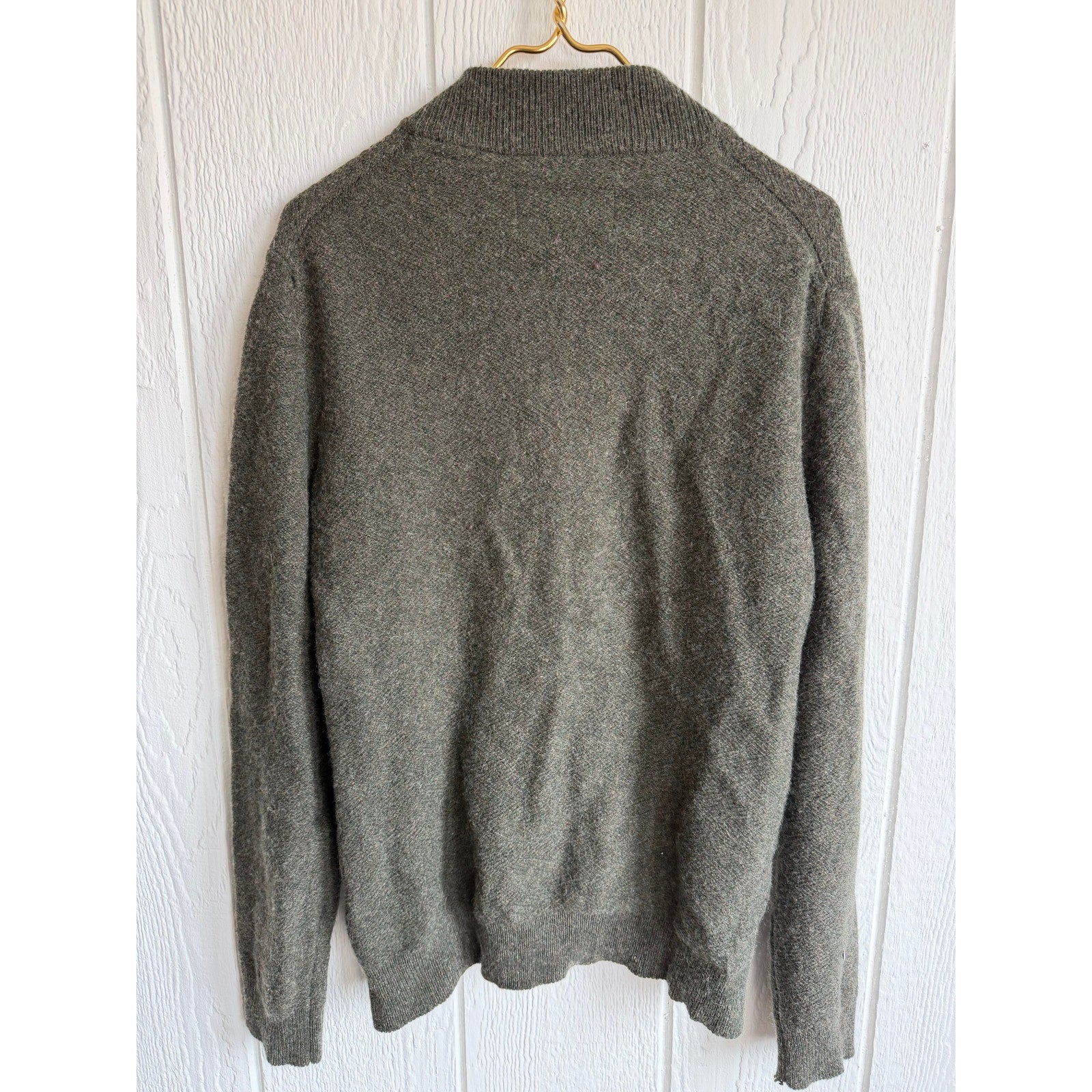 Vintage Joseph Abboud Wool Blend Quarter Zip Sweater Olive Green Pullover XL