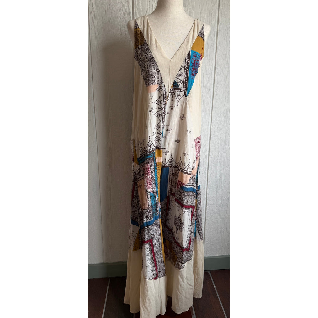 Free People All Patched Up Jumpsuit, XS Oversized Boho Vintage