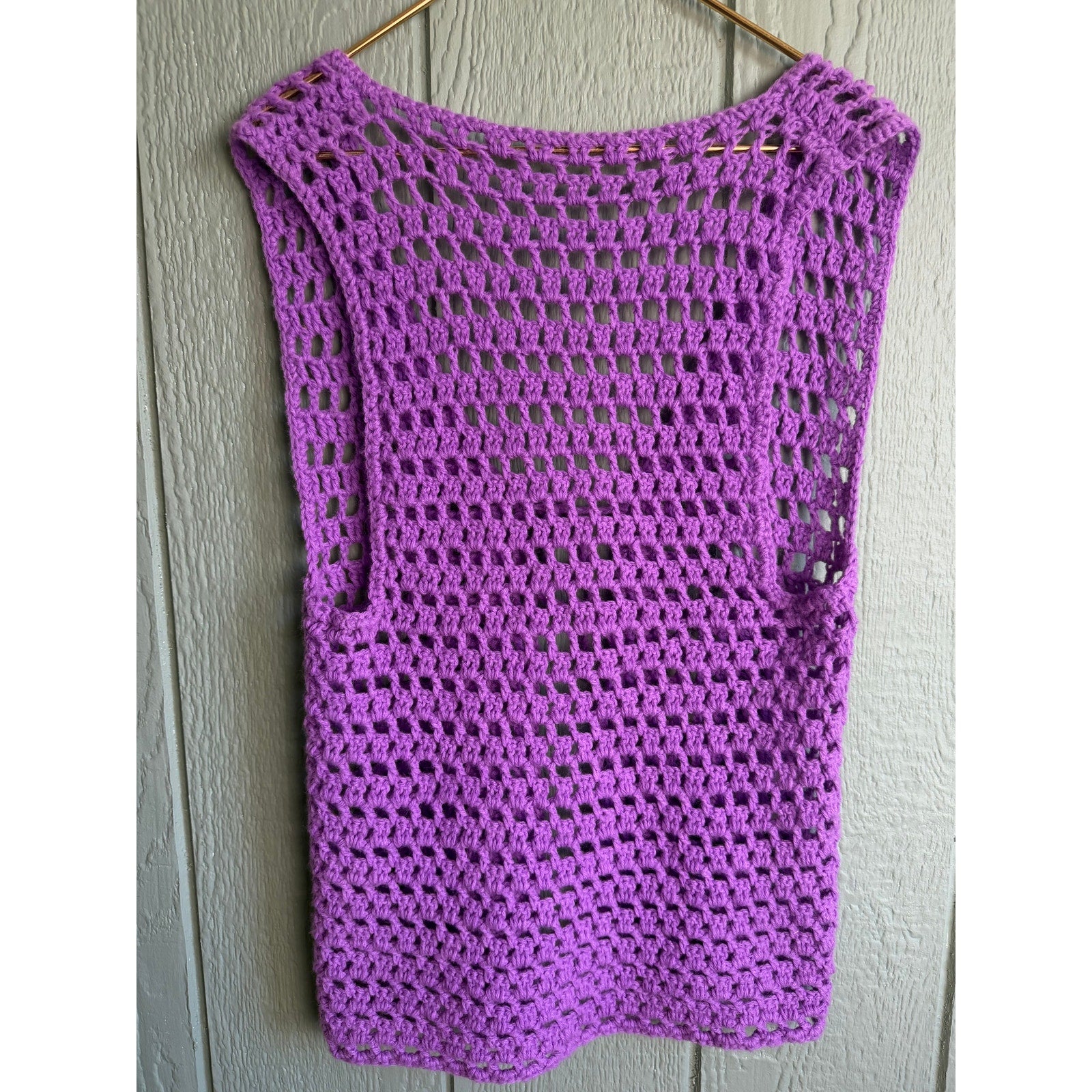 Vintage Crochet Purple Cottagecore Tie Vest