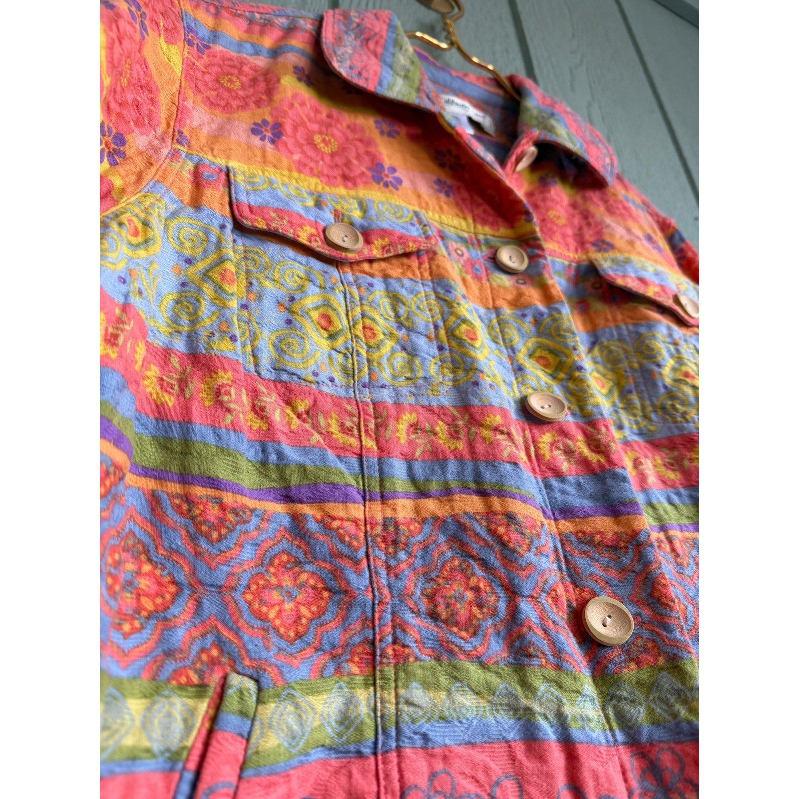 Vintage Y2K Colorful Quilted Cotton Jacket | Boho Floral Patchwork | Size 1X