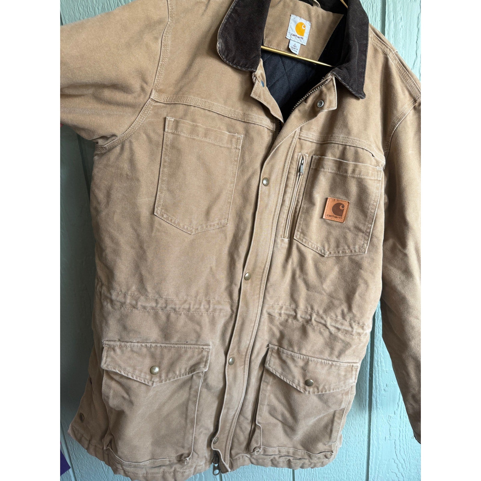 Rare Vintage 90s Carhartt Brown Quilt Lined Canyon Chore Jacket - Mens Large