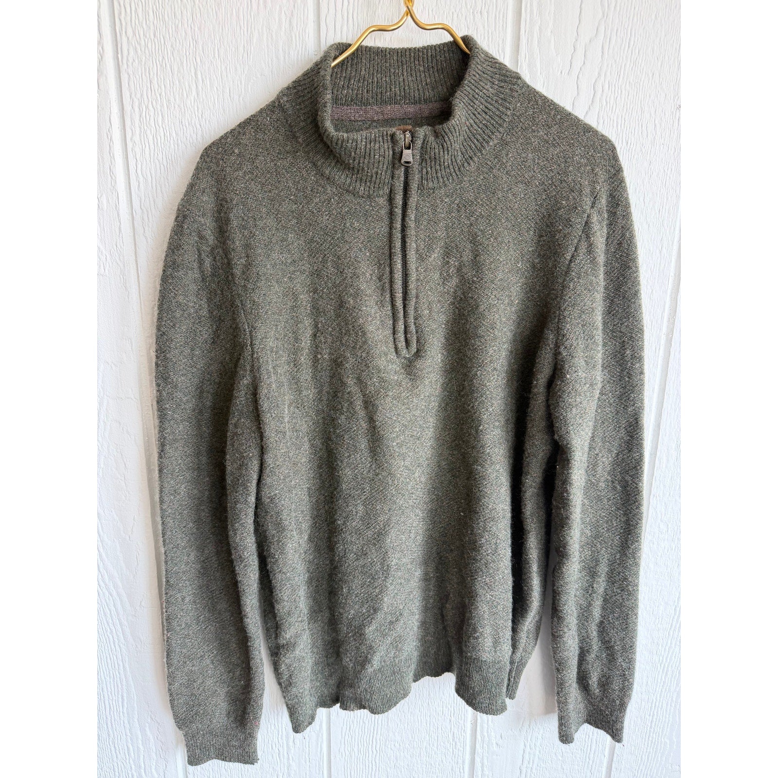 Vintage Joseph Abboud Wool Blend Quarter Zip Sweater Olive Green Pullover XL