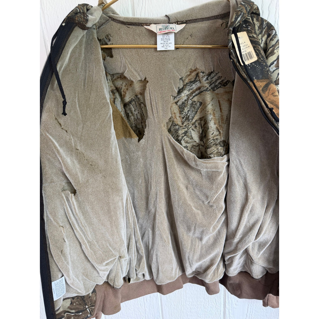 NWT Vintage Camo Made In USA Realtree Zip Up Redhead, Large