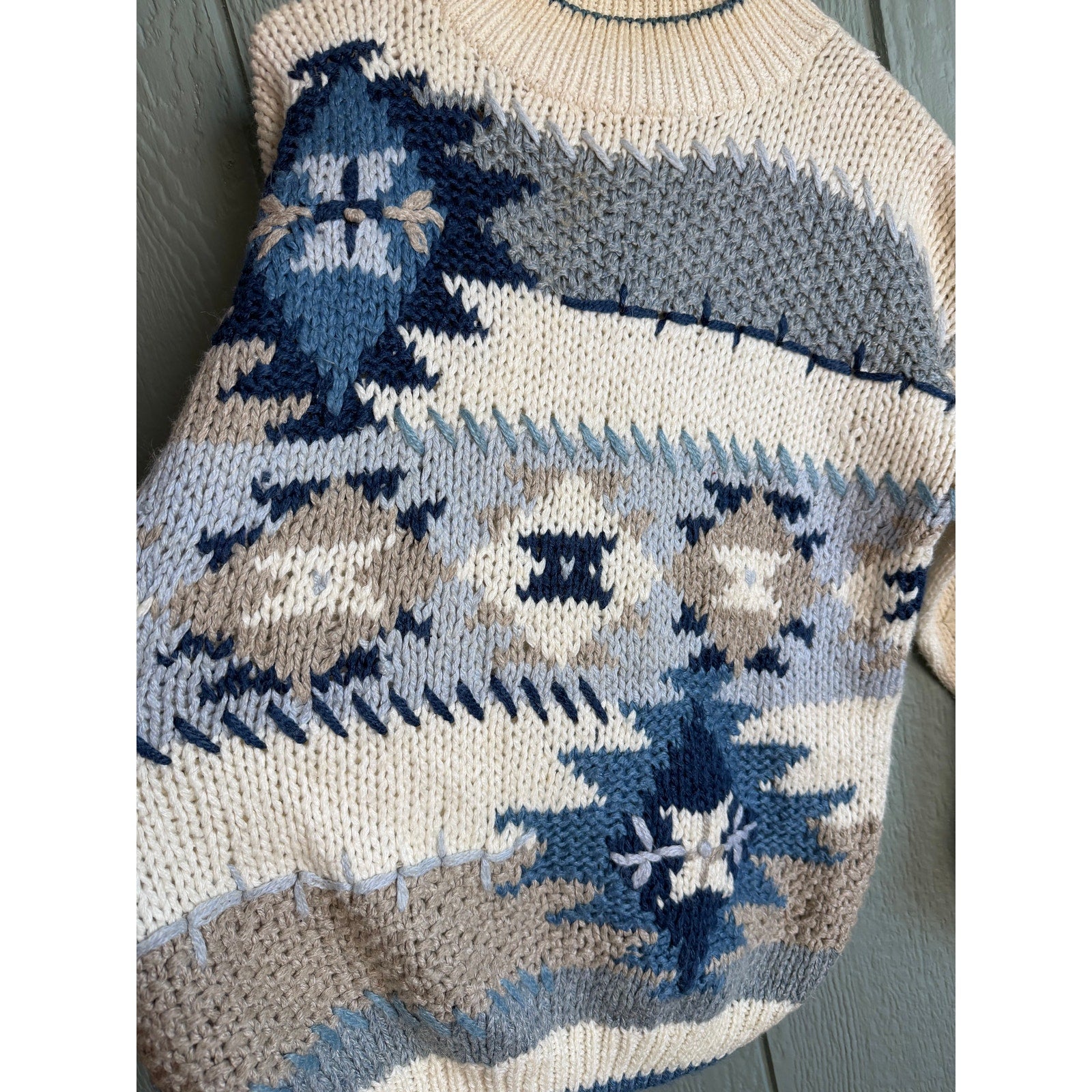 Vintage Chunky Knit Sweater | Abstract Fair Isle | 90s Grunge Cozy, Small