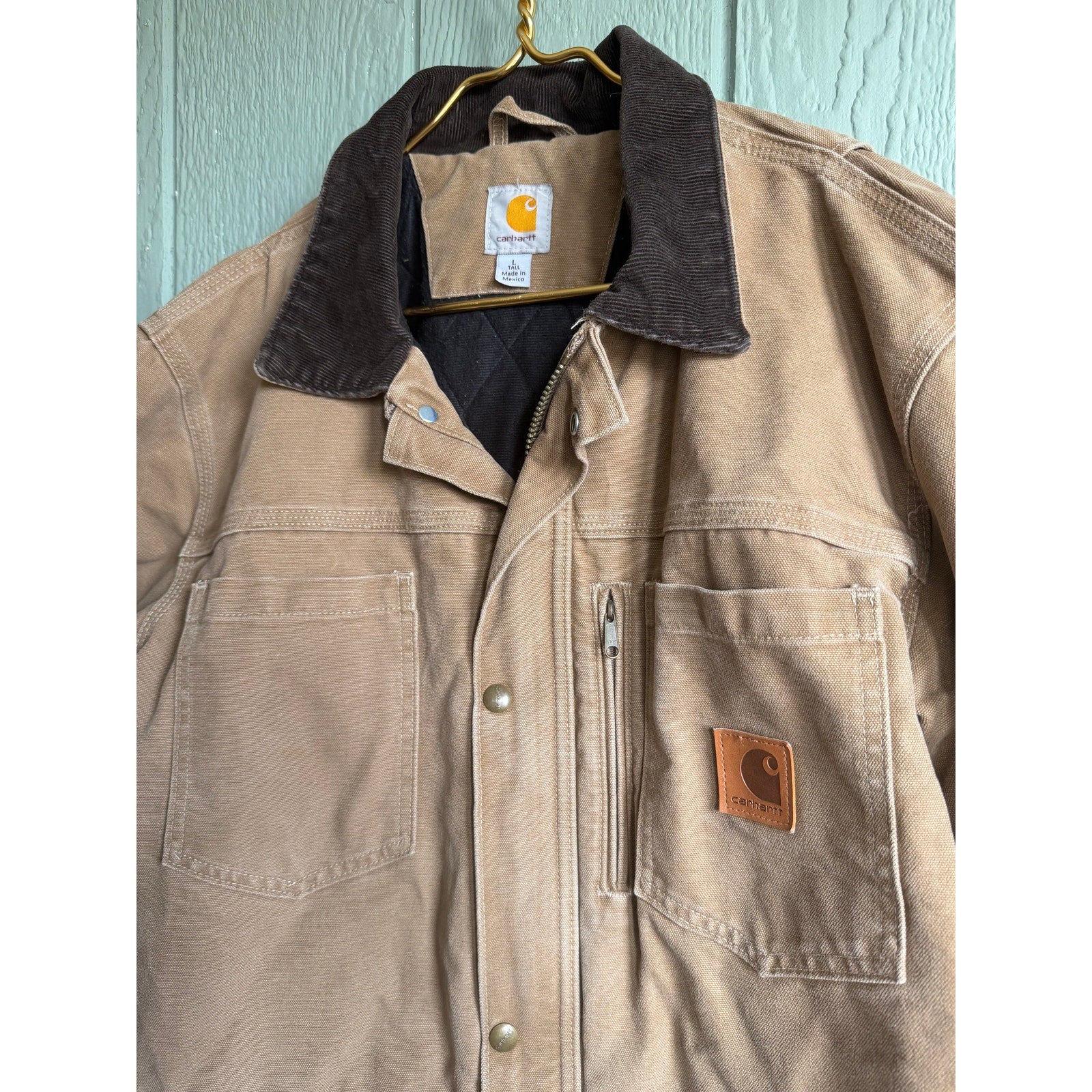 Rare Vintage 90s Carhartt Brown Quilt Lined Canyon Chore Jacket - Mens Large