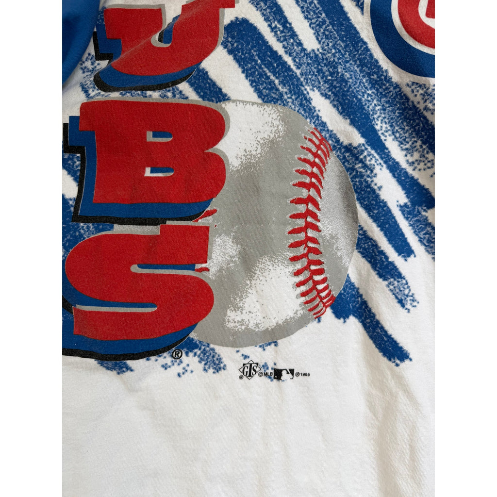 Vintage 1995 Chicago Cubs MLB All Over Print Polo Shirt GTS Baseball 90s