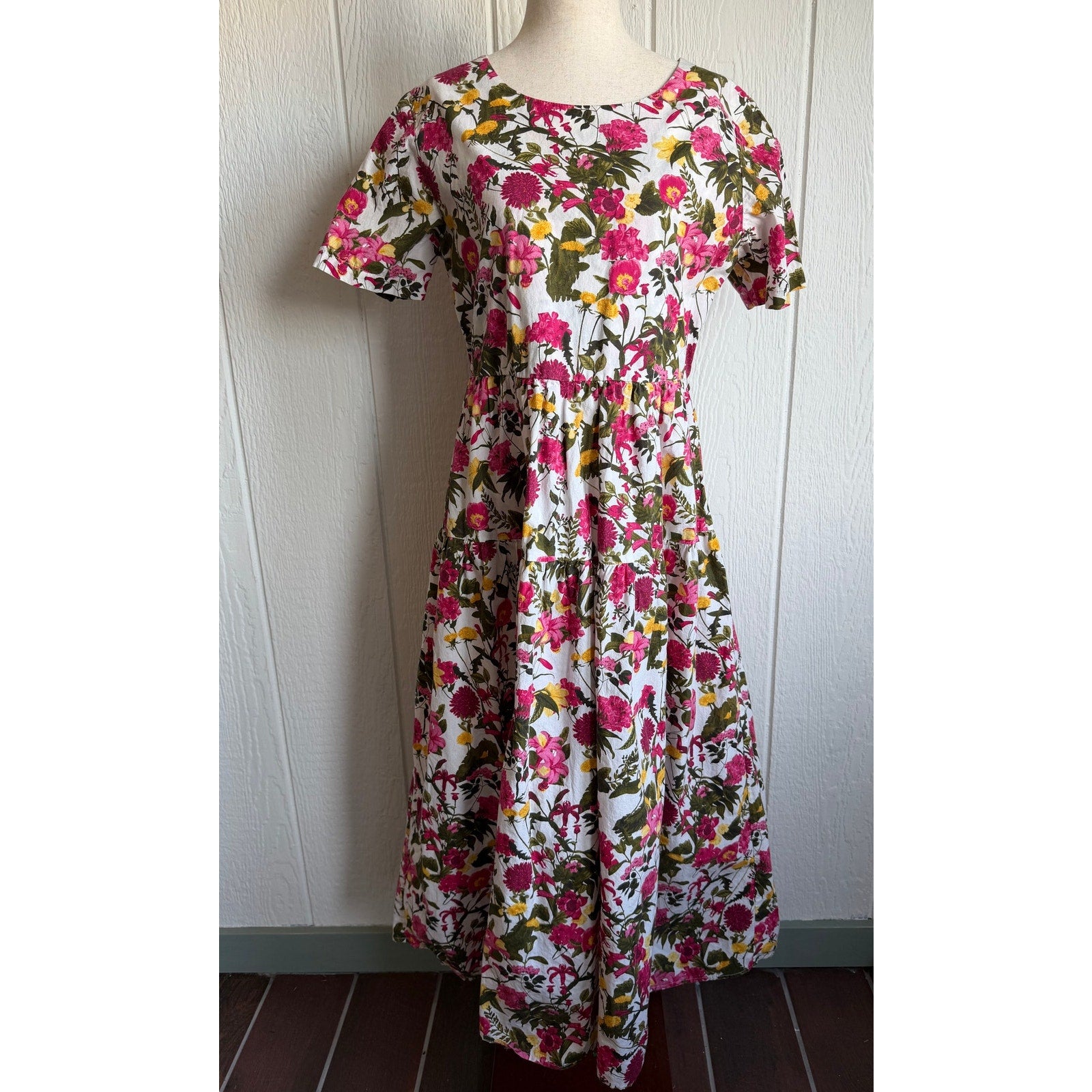 Vintage Floral Maxi Dress, 90s Boho Cottagecore, Medium