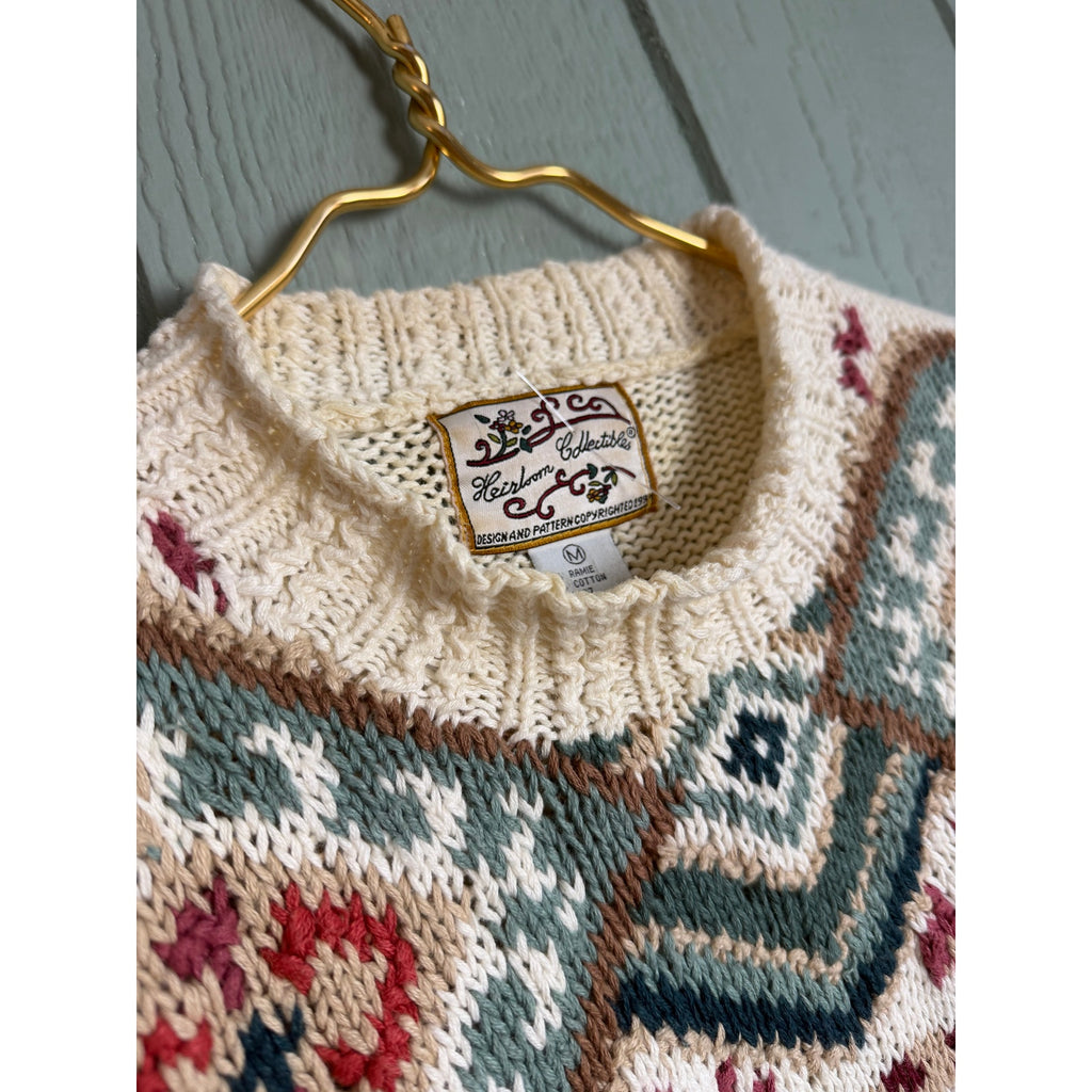 Vintage 90s Heirloom Collectibles Knit Sweater | Chunky Oversized Knit | Size M