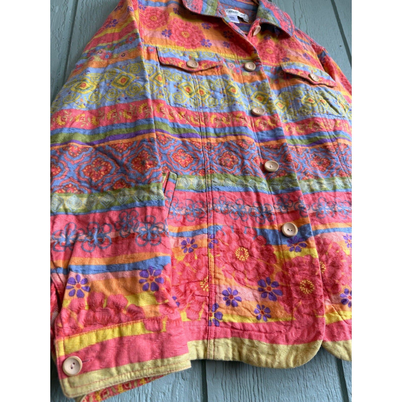 Vintage Y2K Colorful Quilted Cotton Jacket | Boho Floral Patchwork | Size 1X