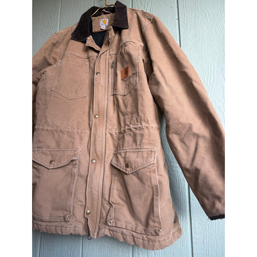 Rare Vintage 90s Carhartt Brown Quilt Lined Canyon Chore Jacket - Mens Large