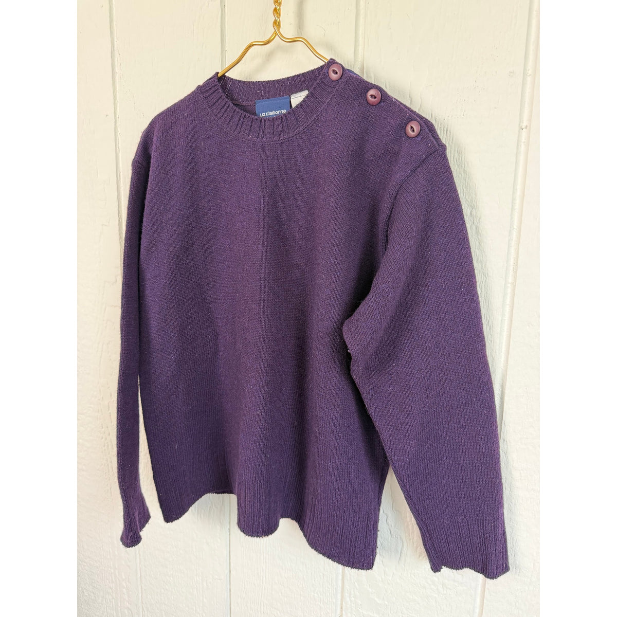 Vintage Liz Claiborne Collection Purple Wool Sweater USA Large