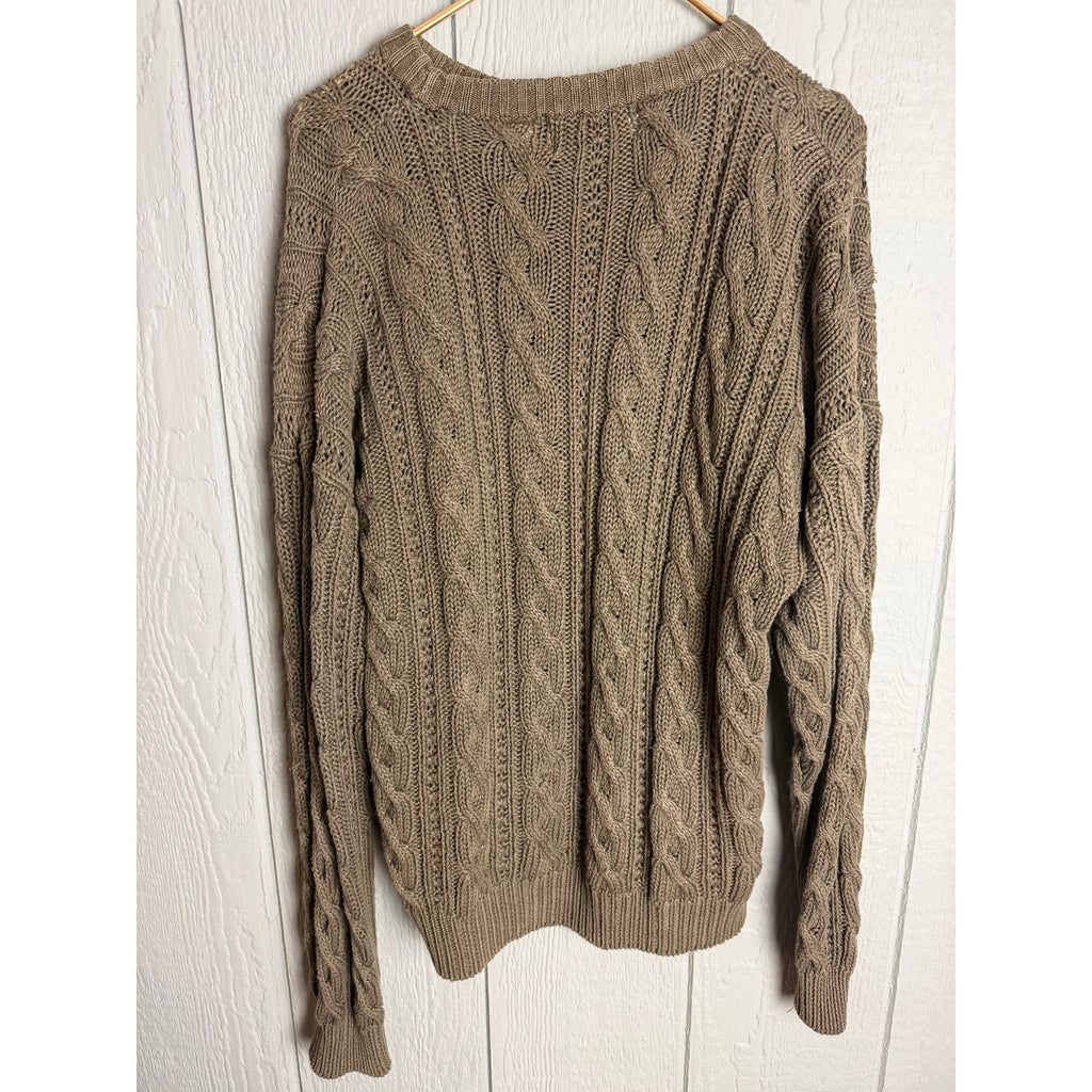 Vintage American Eagle Cable Knit Chunky Sweater Crewneck Green Small