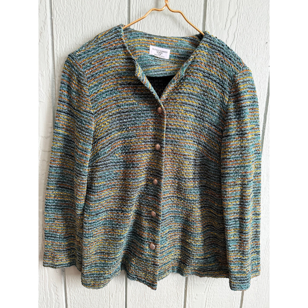 Vintage Alfred Dunner Woman 16W Textured Knit Button Front Jacket Cardigan USA