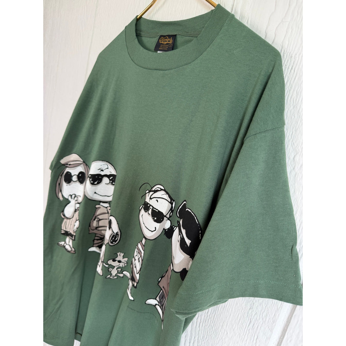 Vintage 1990s Peanuts "Joe Cool" Graphic T-shirt Sage Green Single Stitch USA