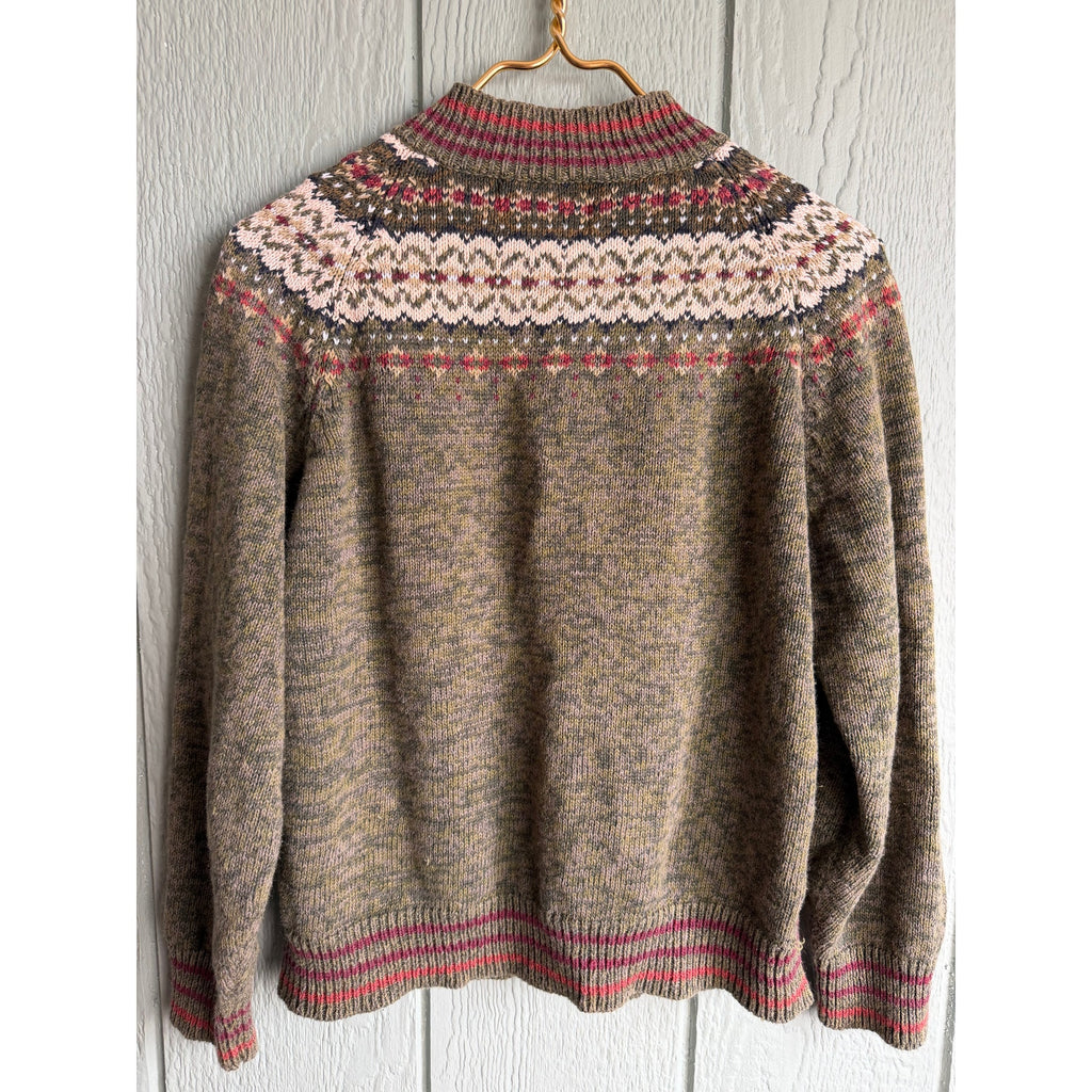 Vintage Heirloom Collectibles Fair Isle Zip Sweater Wool Blend Nordic Jacket M
