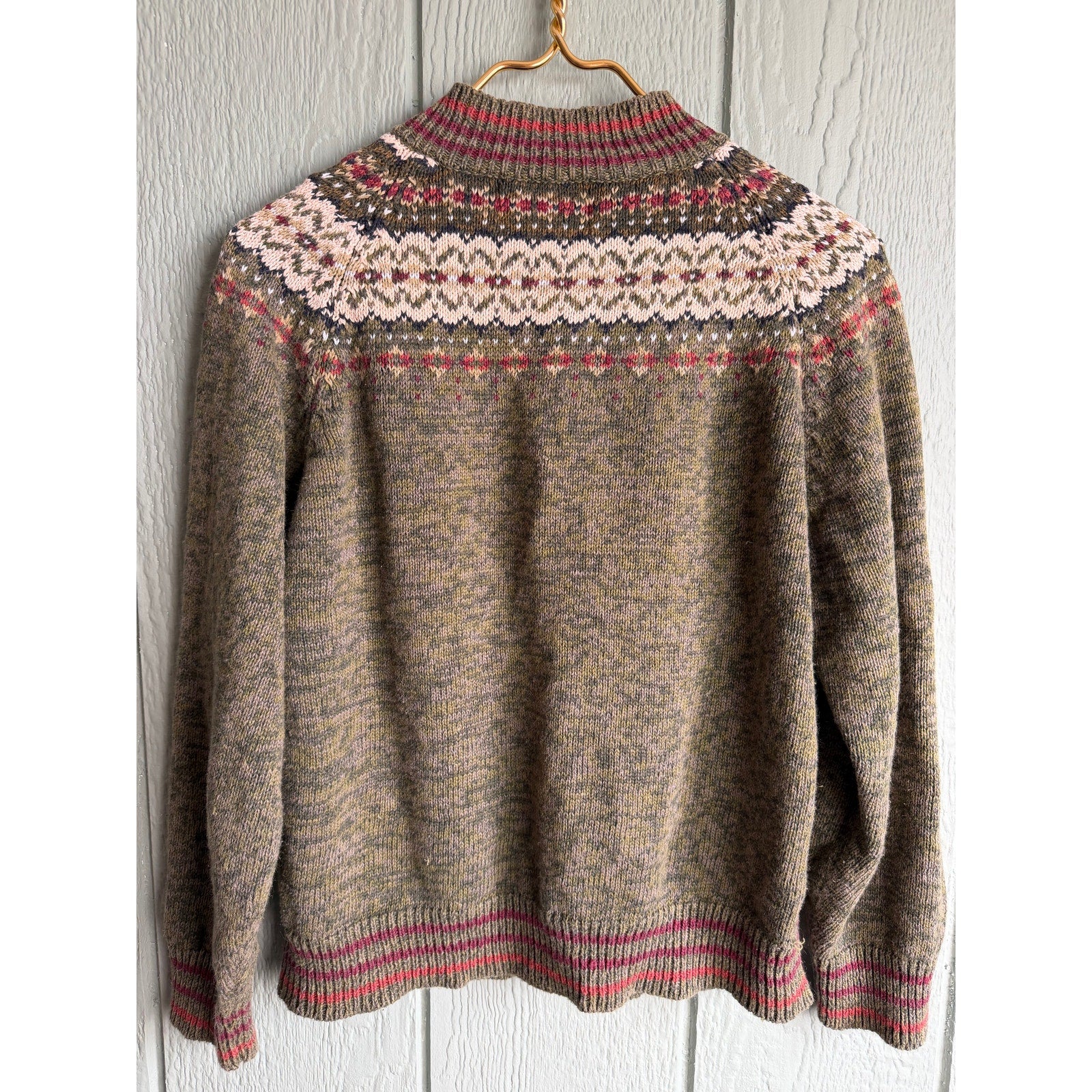 Vintage Heirloom Collectibles Fair Isle Zip Sweater Wool Blend Nordic Jacket M