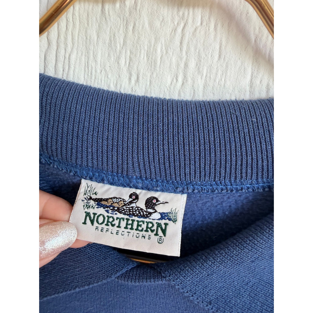 Vintage 90s Northern Reflections Collared Pullover Floral Embroidery