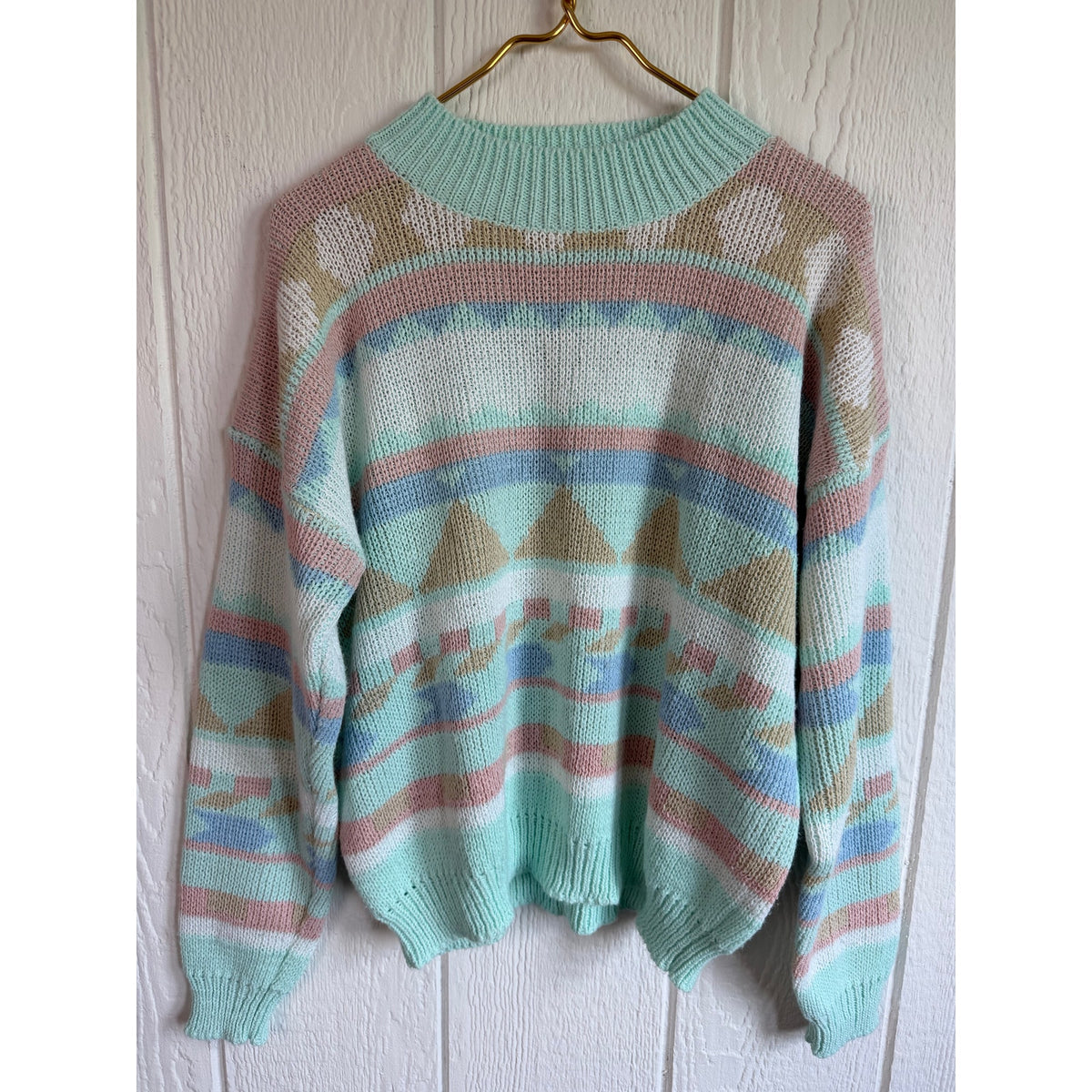 Vintage 90s Pastel Southwestern Geometric Sweater Women’s M Cottagecore