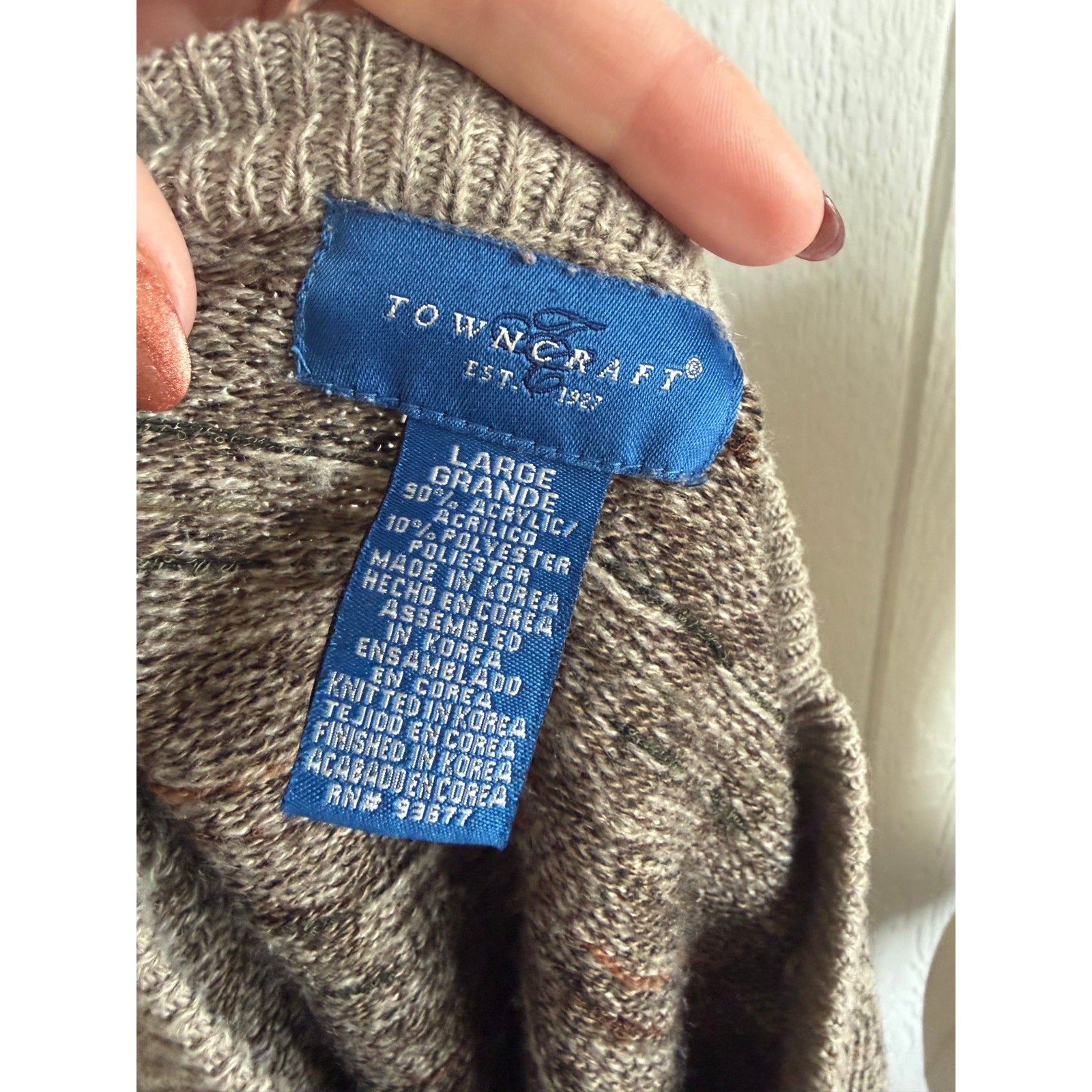 Vintage 90s Towncraft Textured Knit Sweater Size Large Neutral Crewneck