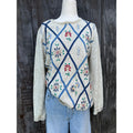 Vintage Embroidered Floral Trellis Knit Sweater, Small