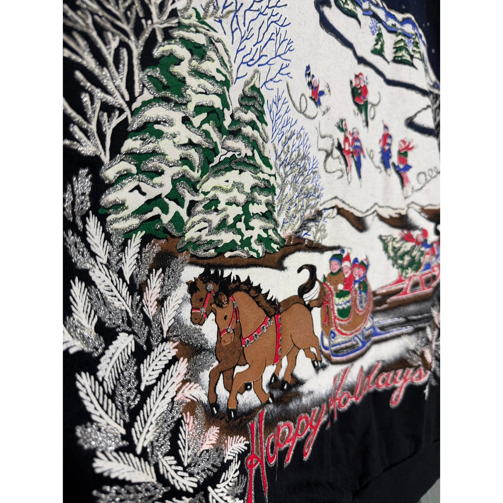 Vintage Nutcracker Ugly Christmas Sweater Winter Scene Happy Holidays Sweatshirt