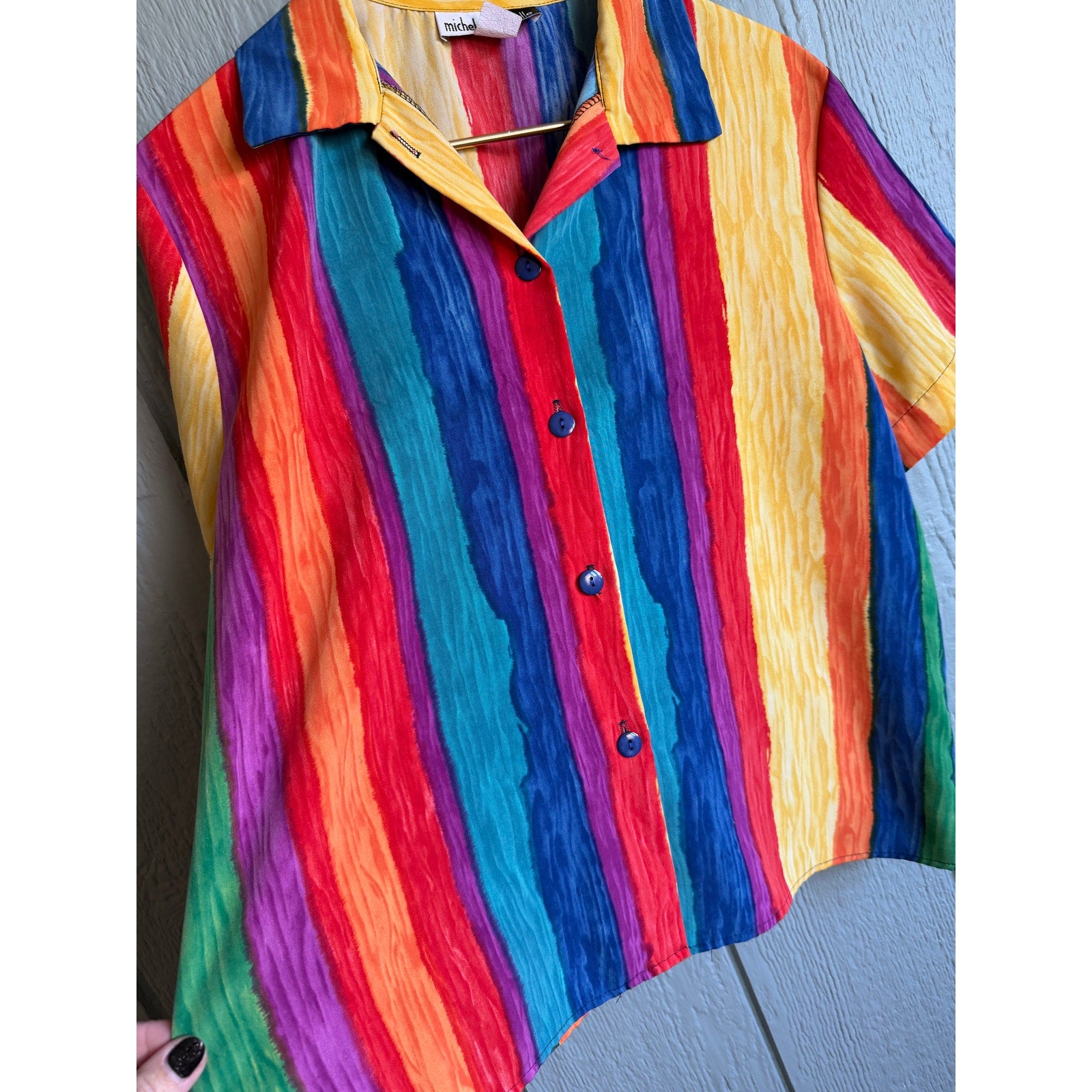 Vintage 90s Michele Michele Striped Button Down, Large