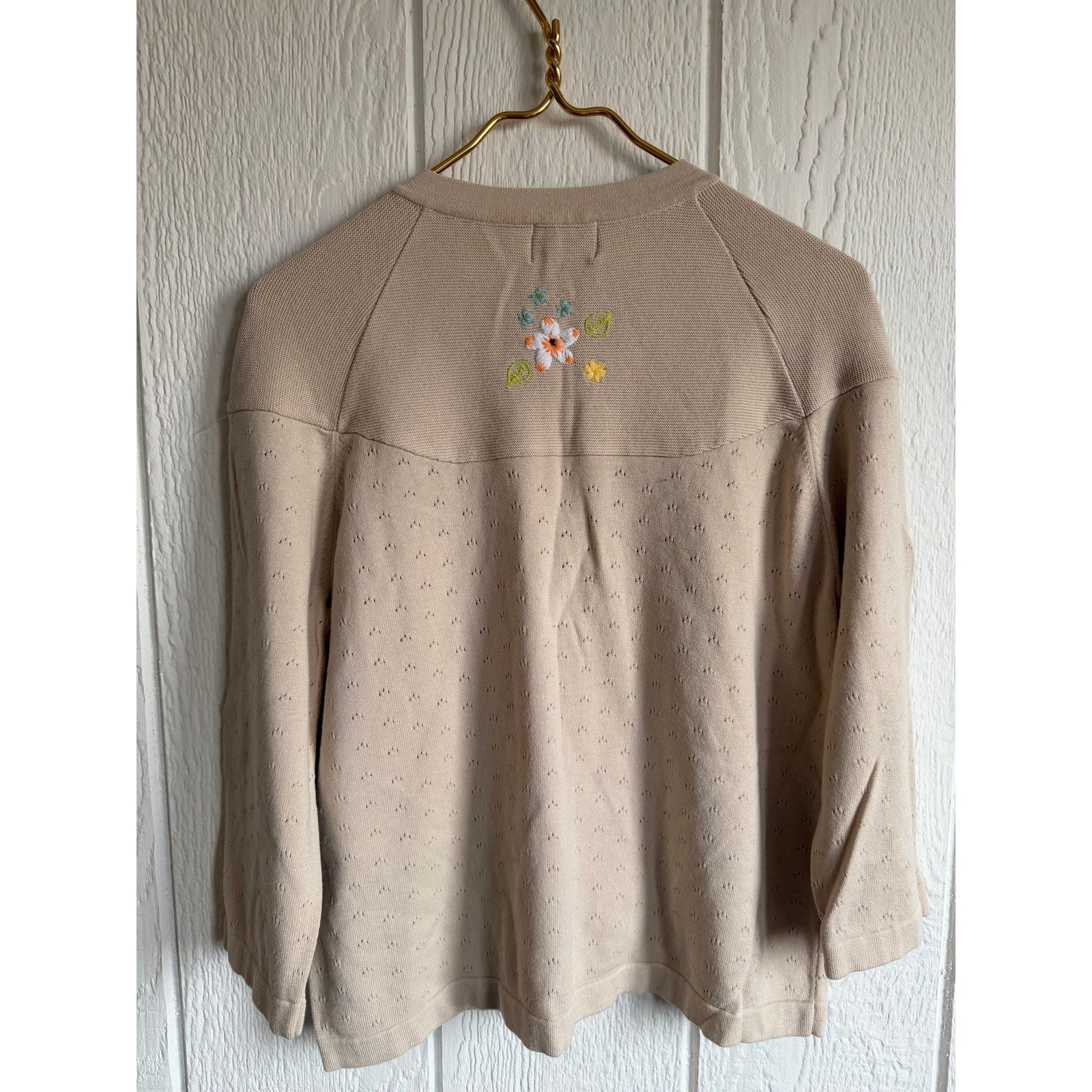 Vintage Breckenridge Floral Embroidered Cardigan PL Cottagecore Button Front