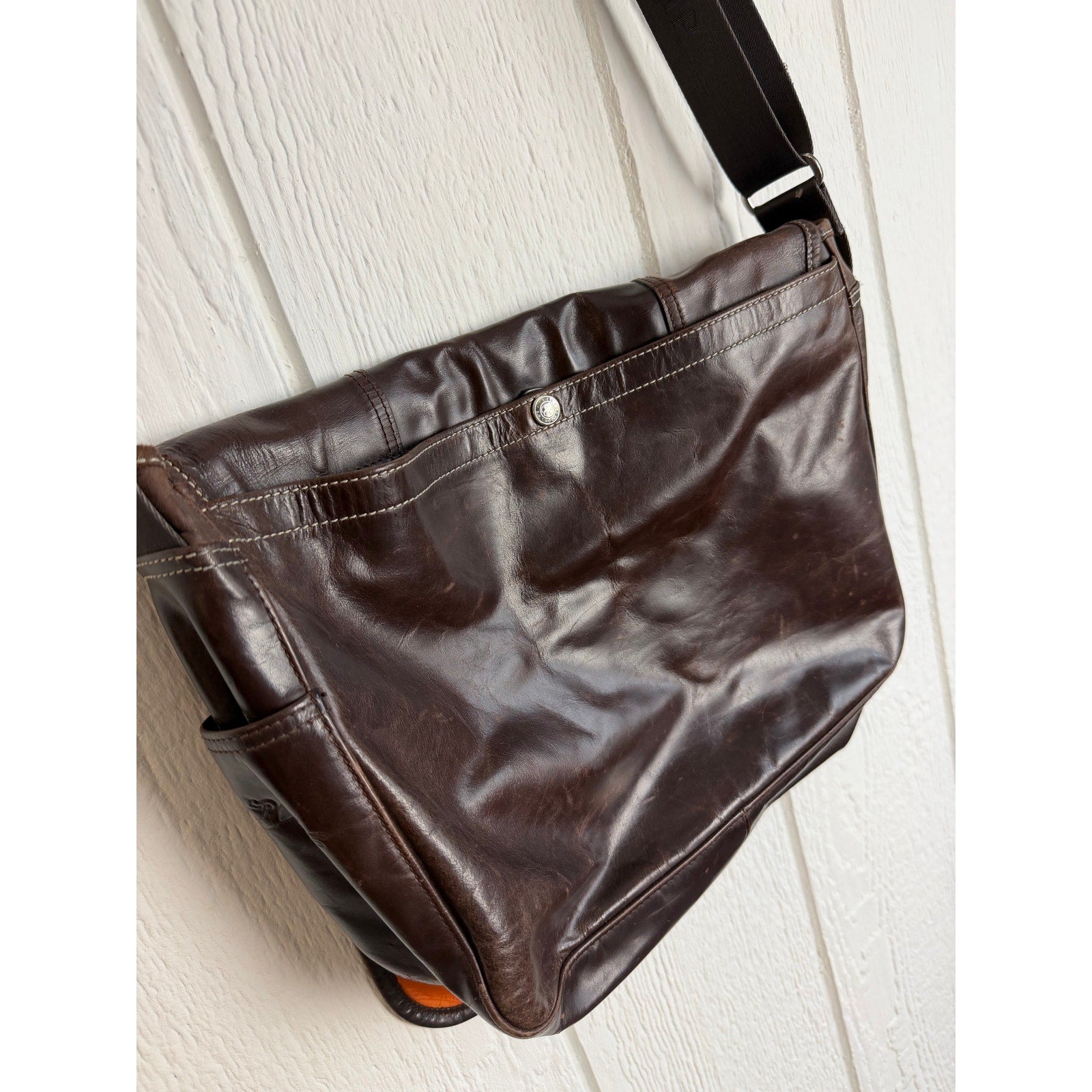 Vintage Longchamp Brown Leather Messenger Bag Crossbody Laptop Satchel France