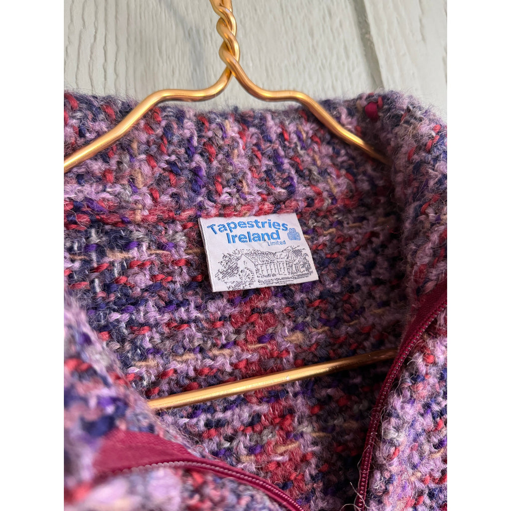 Vintage Tapestries Ireland Zip-Off Sleeve Wool Knit Jacket Sweater Ireland