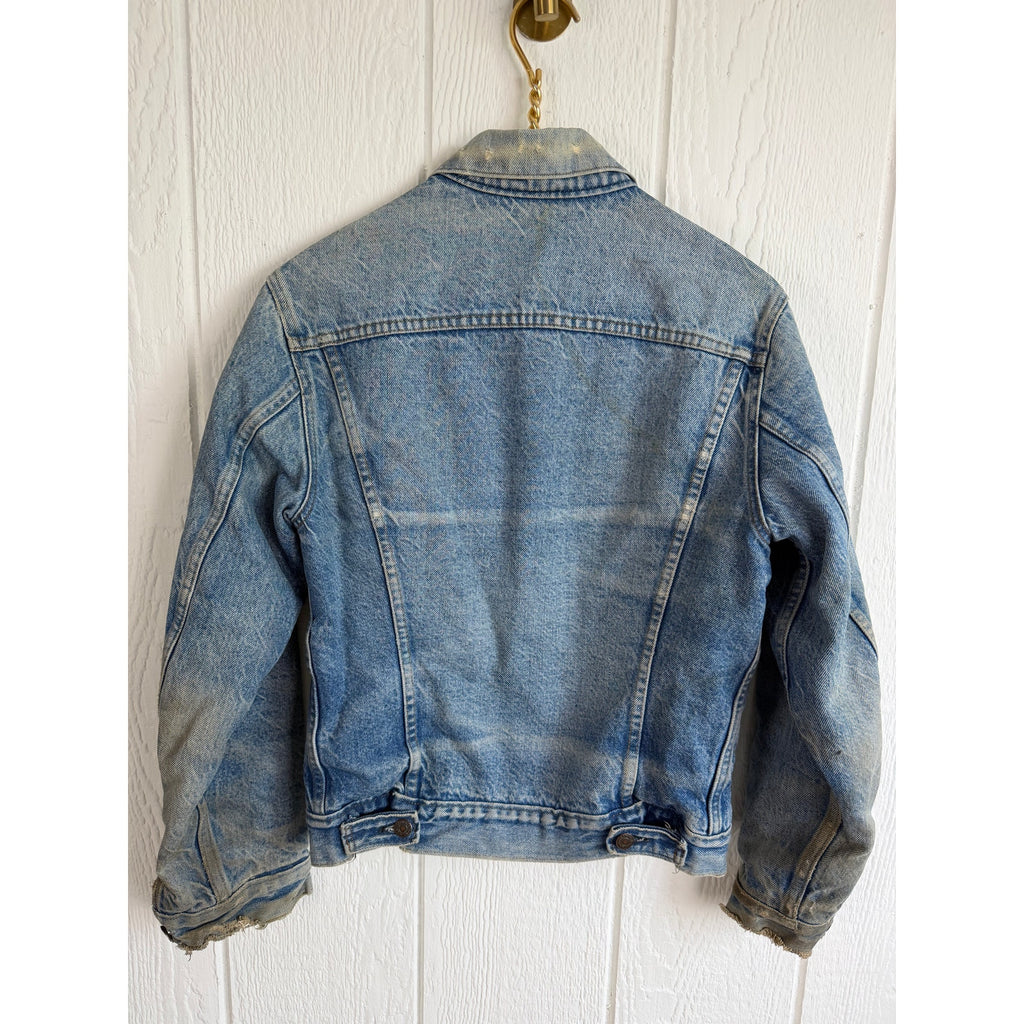 Vintage Levi's 70605 Blanket Lined Denim Trucker Jacket Made USA Distressed