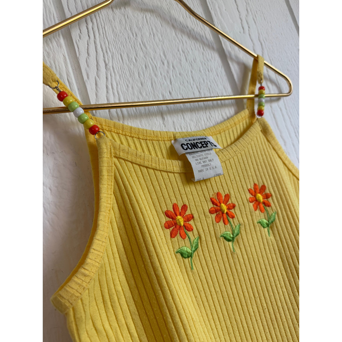 Vintage Y2K California Daisy Embroidered Tank Top