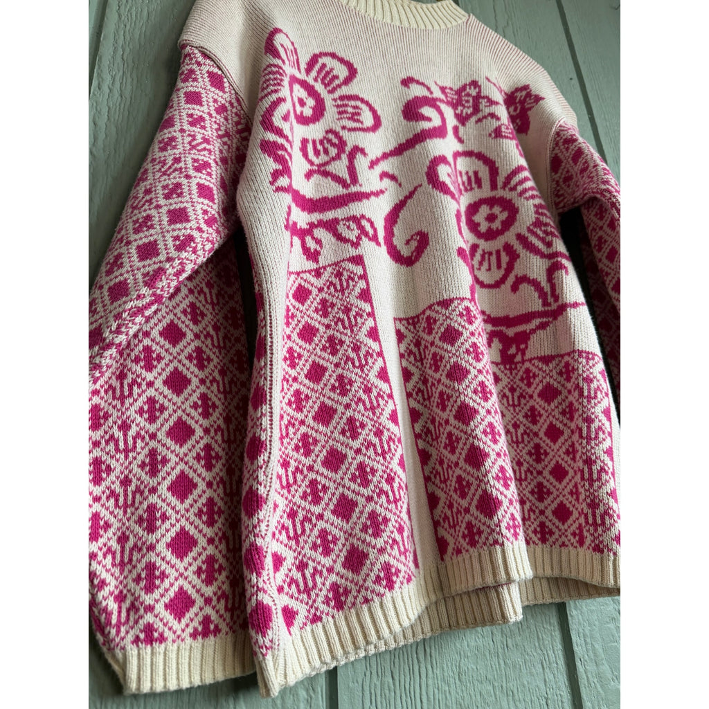 Vintage 90s Cabin Creek Floral Graphic Knit Sweater, Large