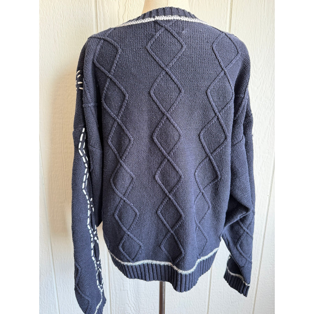 Vintage 90s Christopher & Banks Hand Embroidered Knit Sweater Size XL