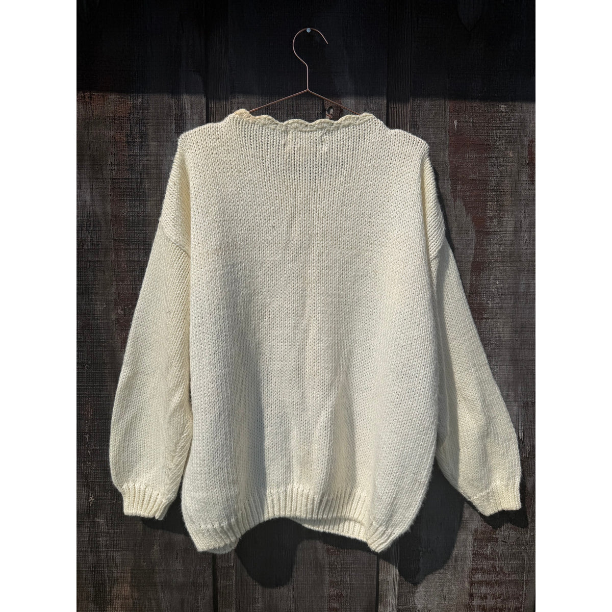 Vintage Hand Knit Floral Embroidered Sweater