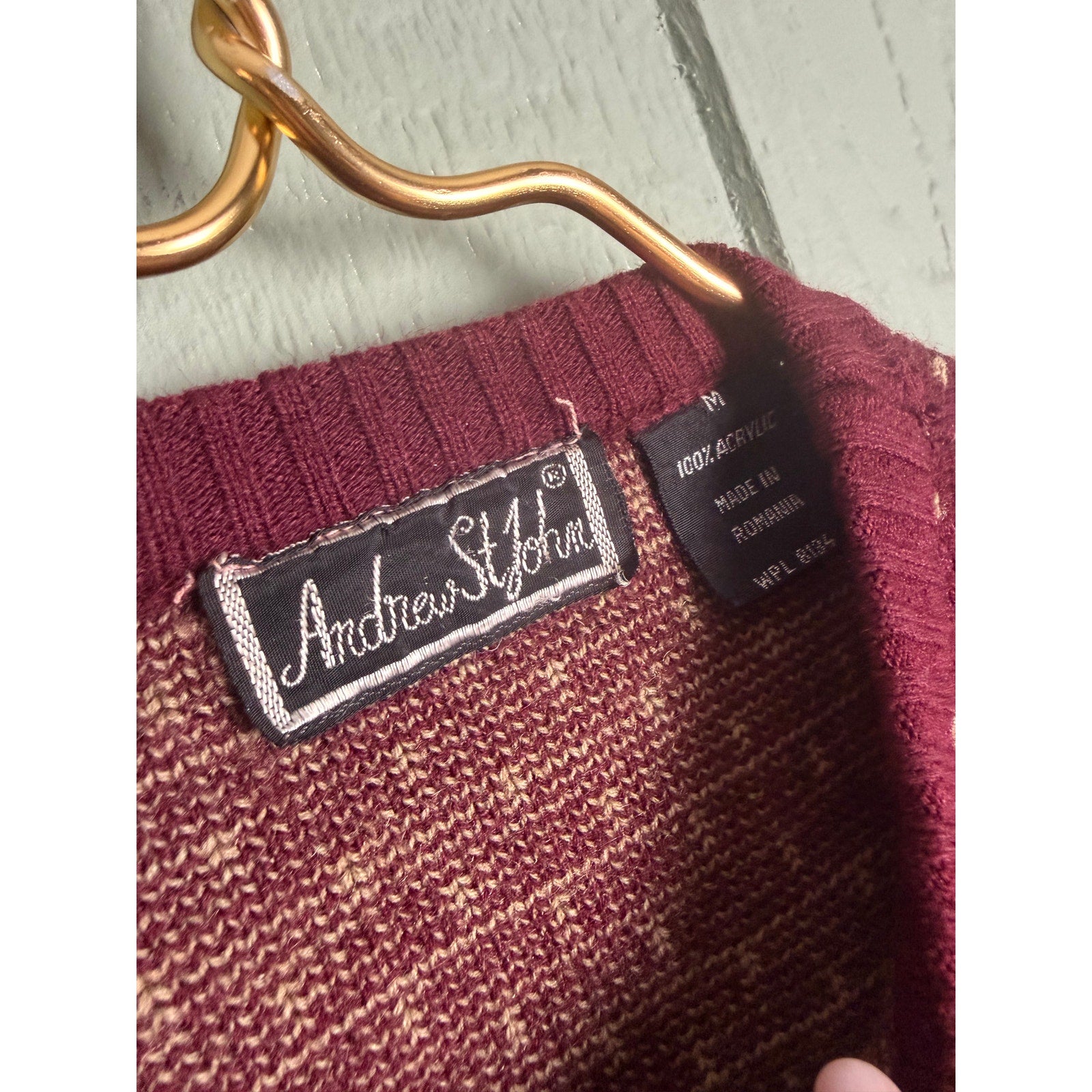 Vintage Andrew Stewart Burgundy Deer Sweater | 80s 90s Cottagecore Woodland Knit