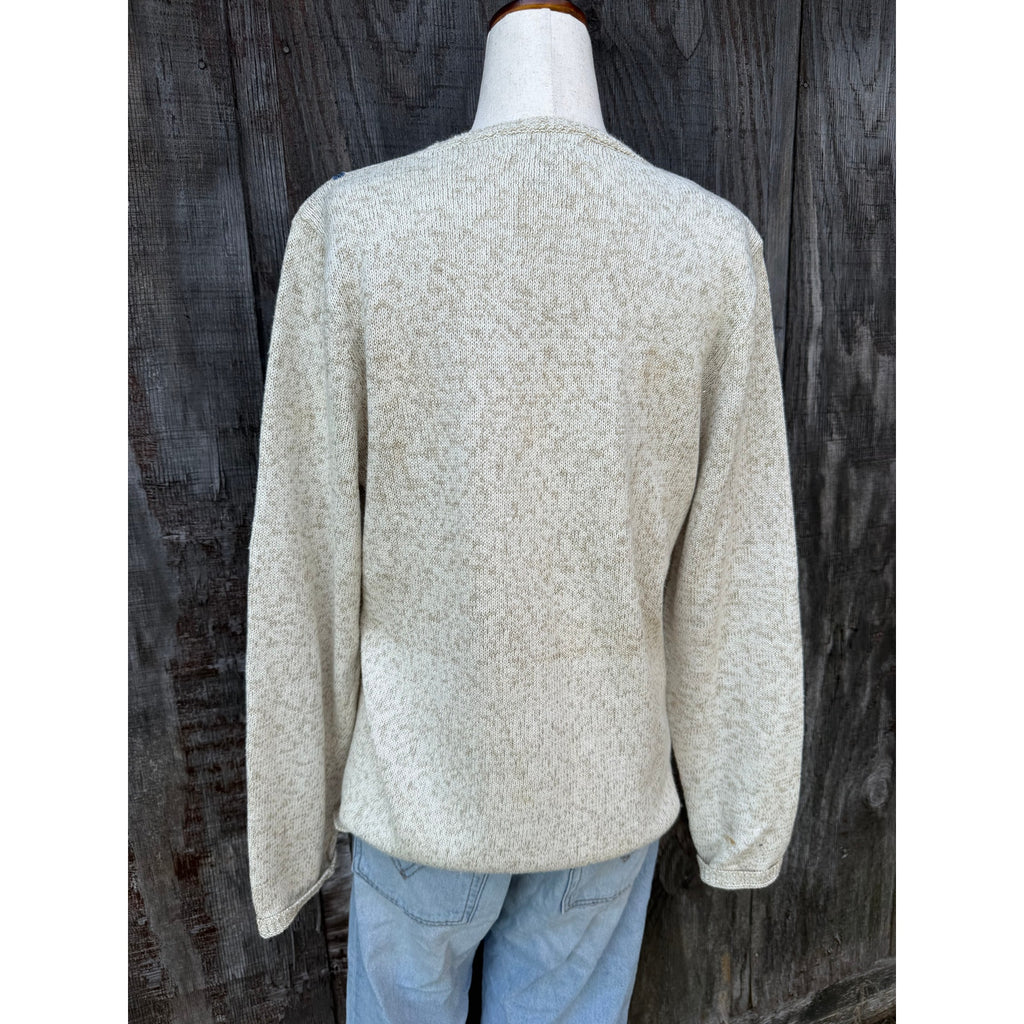 Vintage Embroidered Floral Trellis Knit Sweater, Small