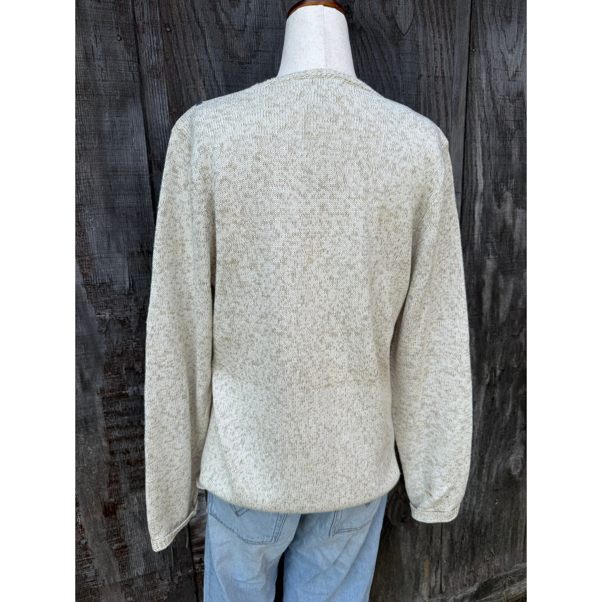 Vintage Embroidered Floral Trellis Knit Sweater, Small