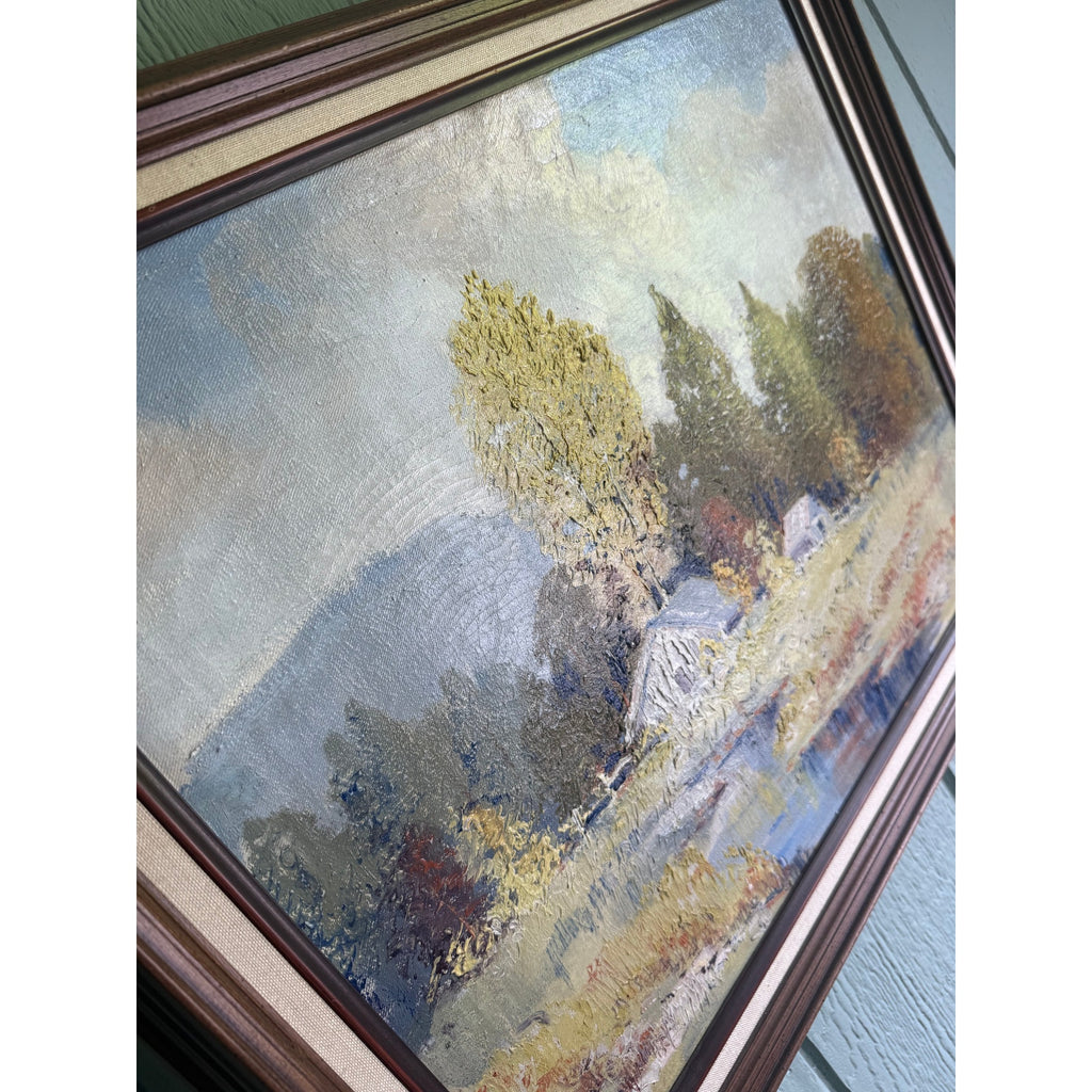 Vintage Antique Ernest Fredericks Oil On Canvas Countryside Painting