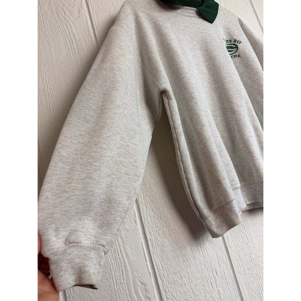 Vintage 90s Green Bay Packers Collared Pullover Sweatshirt, Size Large