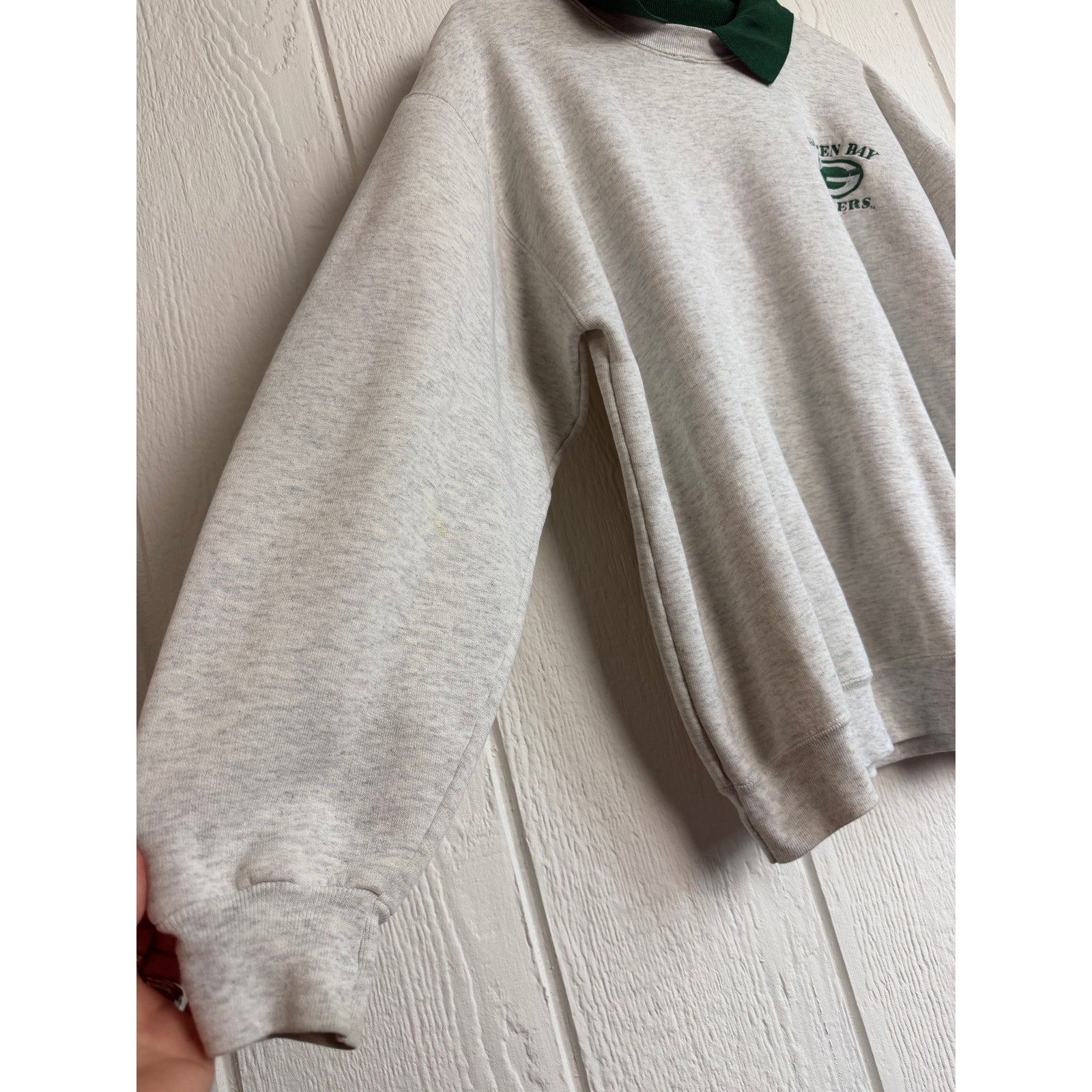 Vintage 90s Green Bay Packers Collared Pullover Sweatshirt, Size Large