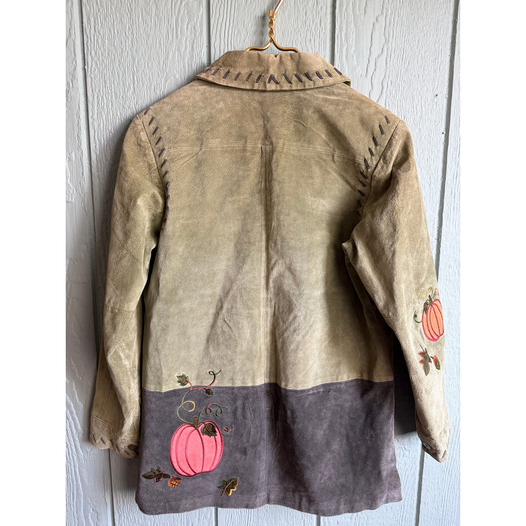 Vintage Suede Leather Fall, Autumn Zip Jacket, Women's XS