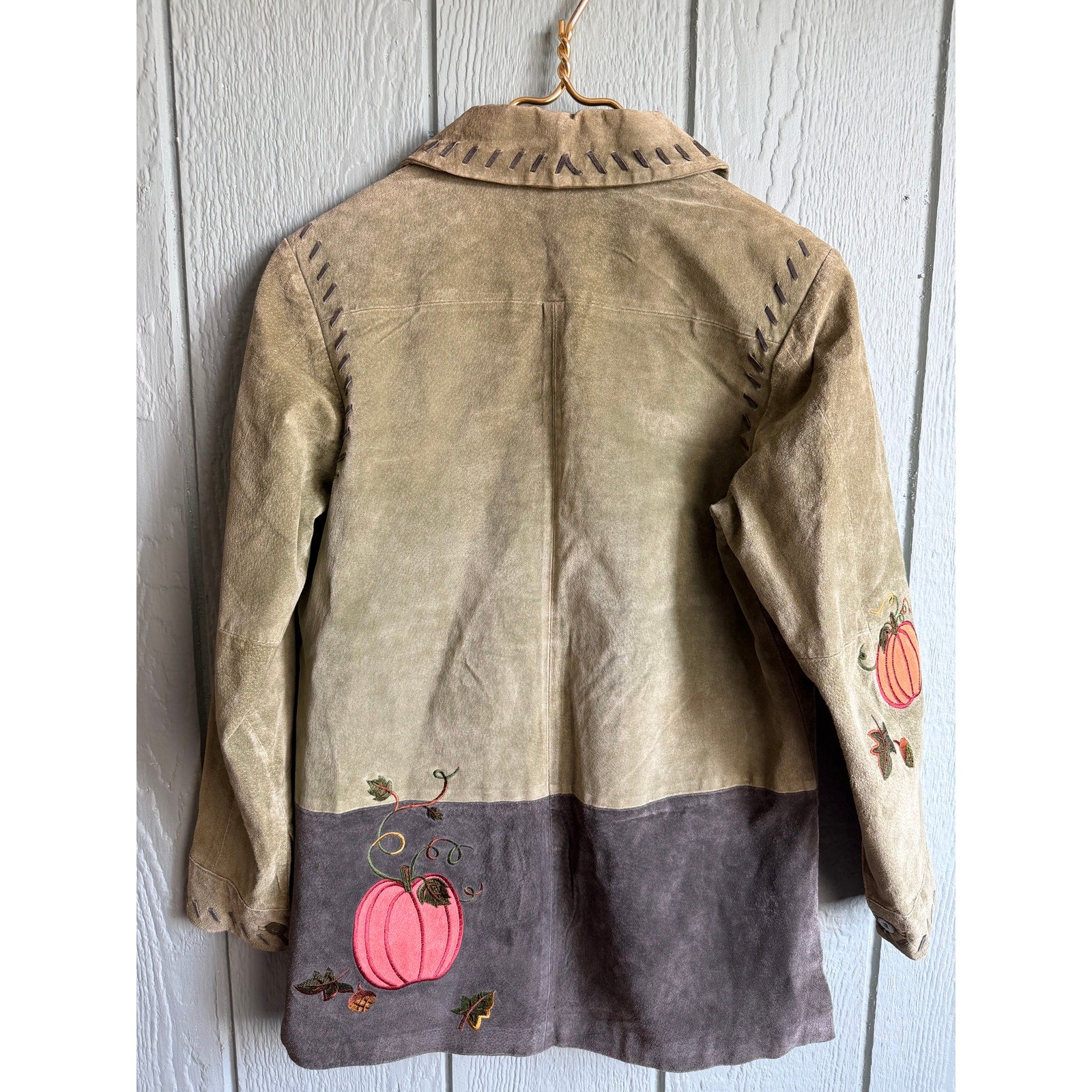 Vintage Suede Leather Fall, Autumn Zip Jacket, Women's XS