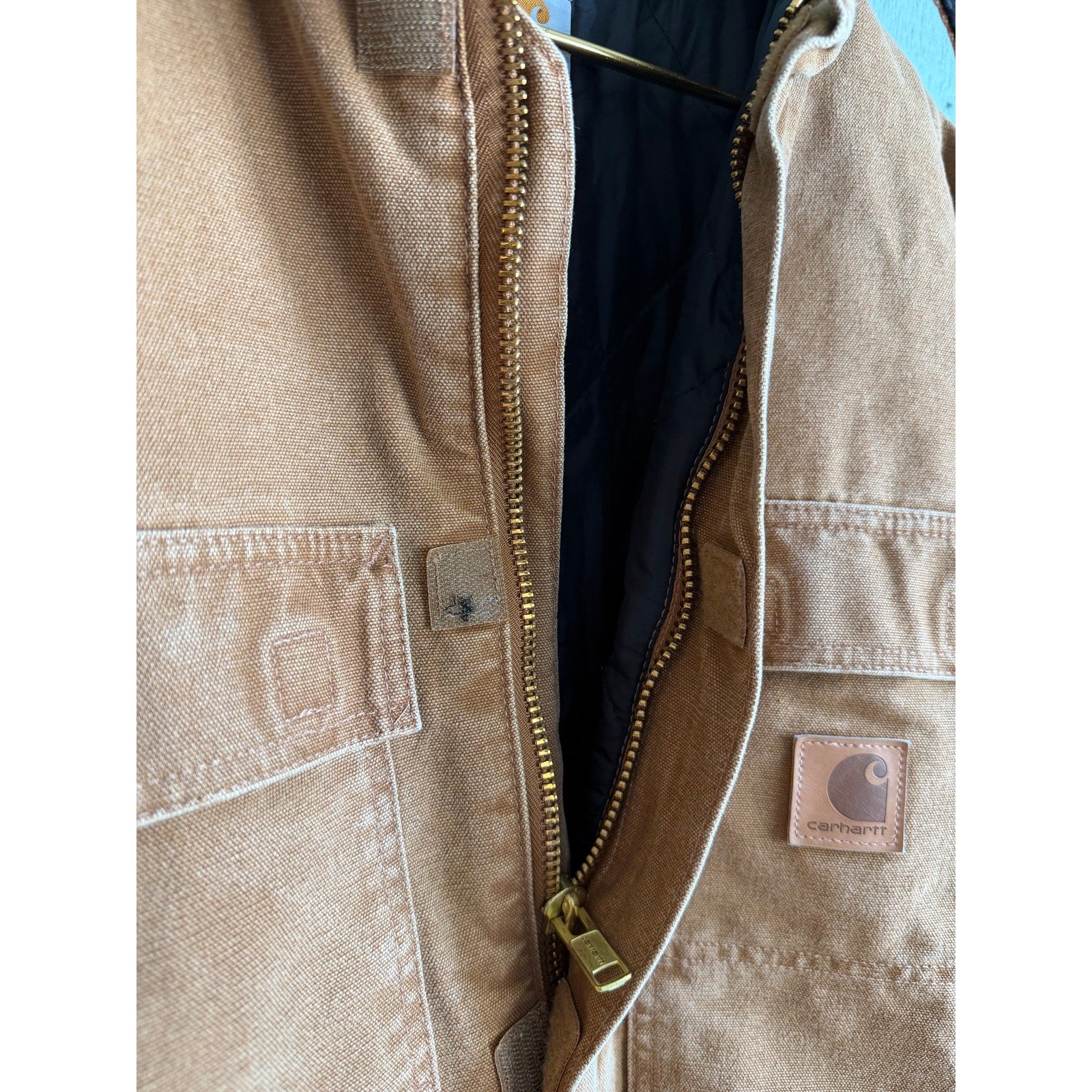 Vintage Carhartt J97 Sandstone Detroit Jacket Blanket Lined Brown XL 2000s