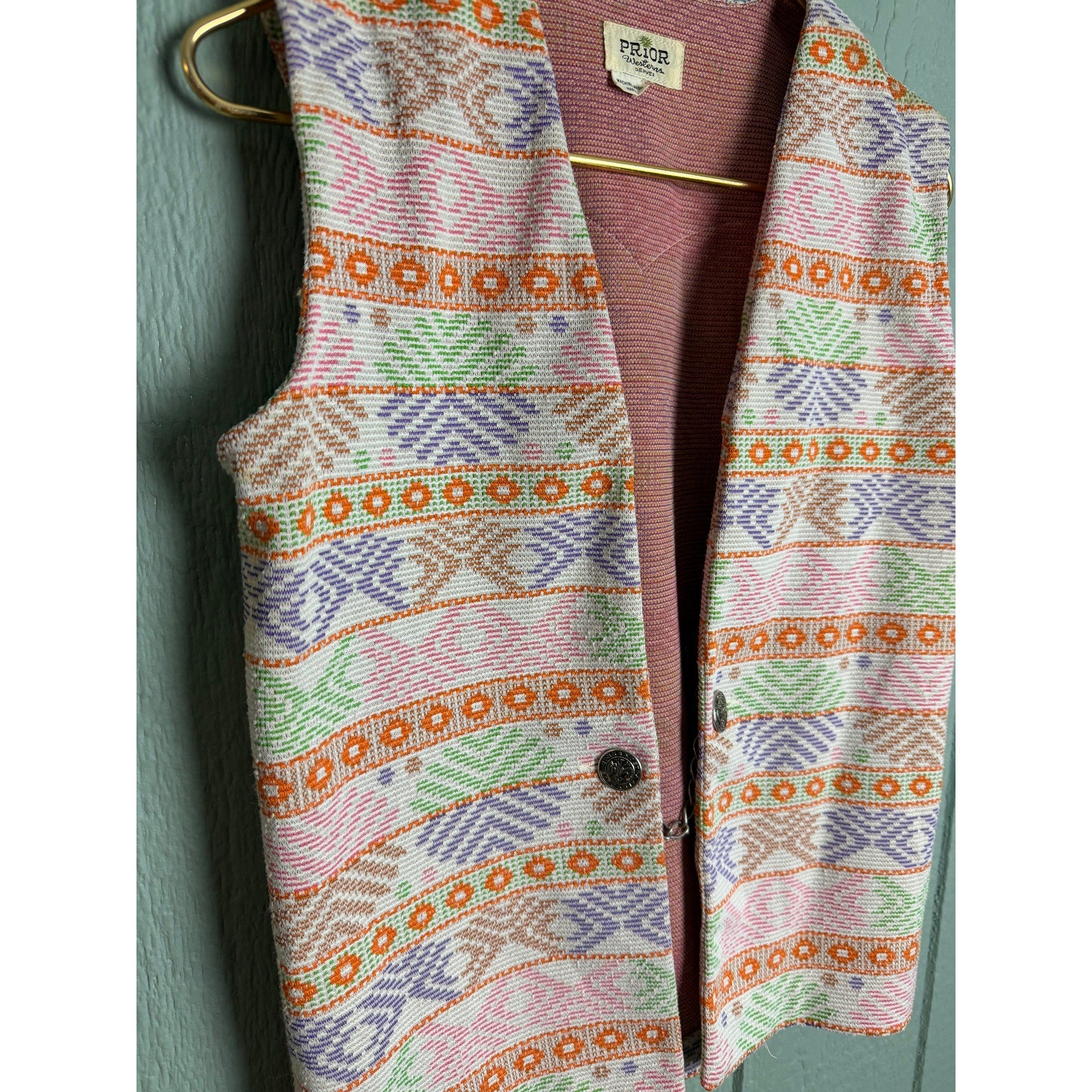 Vintage 90s Aztec Western Boho Vest Prior Westerns Denver