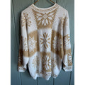 Vintage New Addition Ivory & Gold Snowflake Knit Sweater Holiday Cozy